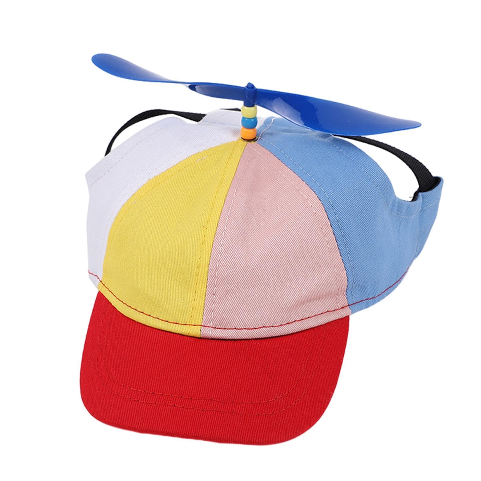 Czapka ze śmigiełką dla zwierząt domowych, tęczowy cylinder helikoptera, kolorowa czapka ze śmigiełką, czapka ze śmigiełką, dla zwierząt domowych, czapka sportowa z otworami na uszy
