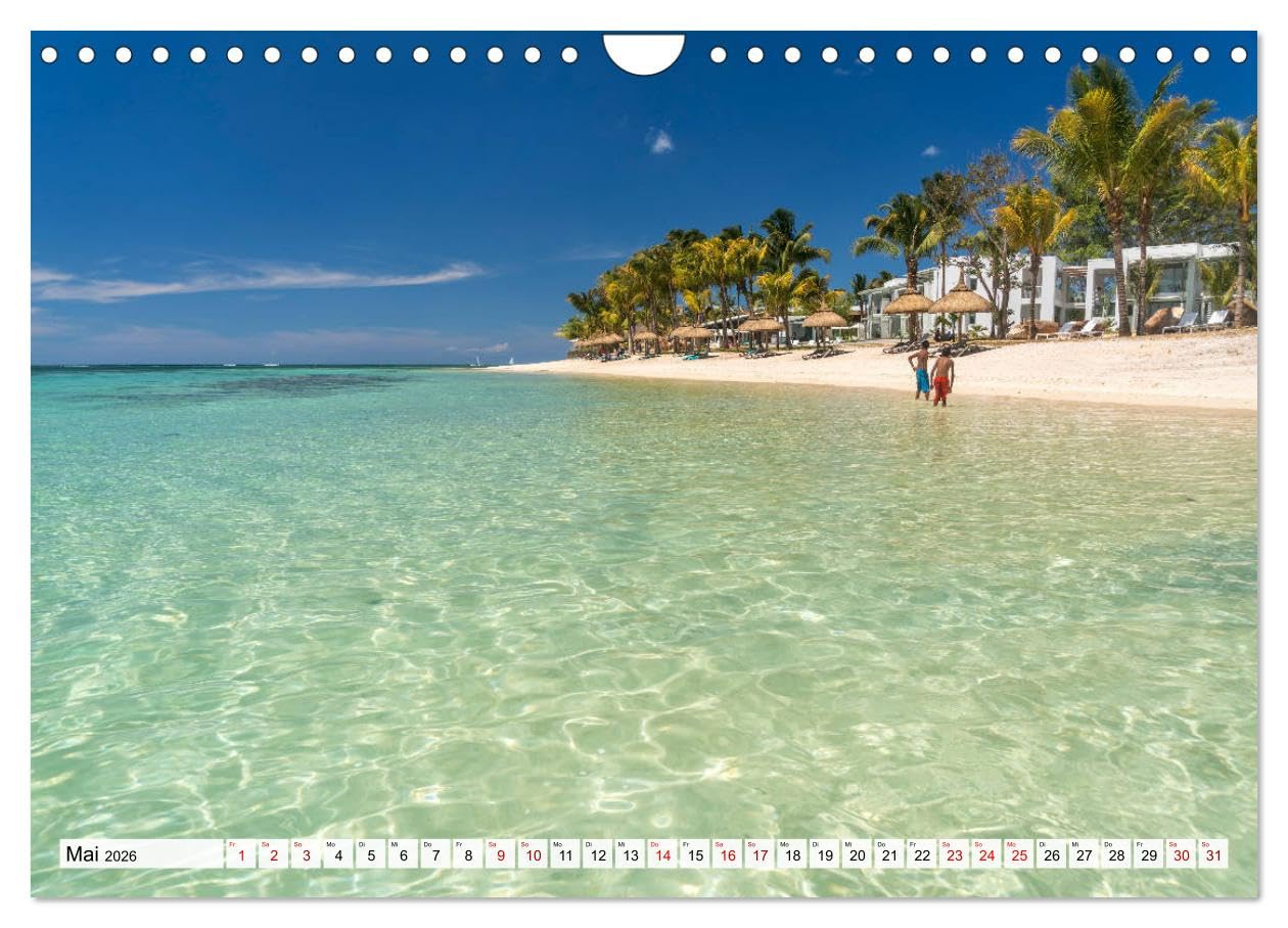 Traumstrände auf Mauritius (Wandkalender 2026 DIN A4 quer), CALVENDO Monatskalender: 12 Traumstrände im Inselparadies Mauritius (CALVENDO Orte)