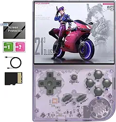 RG35XX 2024 Retro Gaming Consoles with 64GB Card rg35xx Handheld Game Console 3.5 inch IPS Screen Linux System Classic Emulator Hand Held Gaming Console Support HDMI TV Output Purple