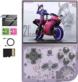 RG35XX 2024 Retro Gaming Consoles with 64GB Card rg35xx Handheld Game Console 3.5 inch IPS Screen Linux System Classic Emulator Hand Held Gaming Console Support HDMI TV Output Purple