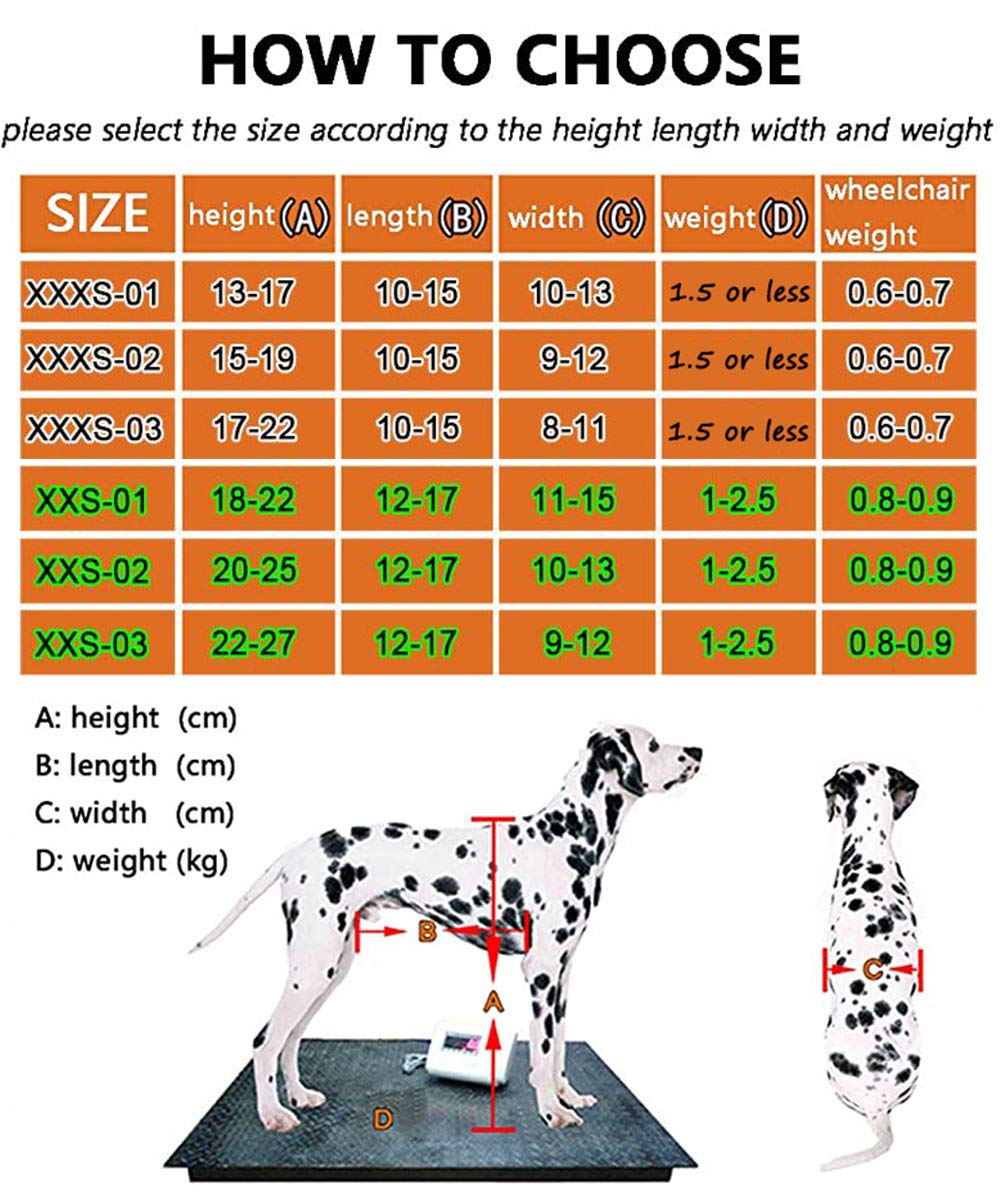 Carrellino Regolabile per Cani Gatto Cane Coniglio, Riabilitazione per Le Gambe Posteriori, Adatto Disabili Piedi Gambe Posteriori Riabilitazione, Sedia A Rotelle con 2 Ruote 0~2.5 kg