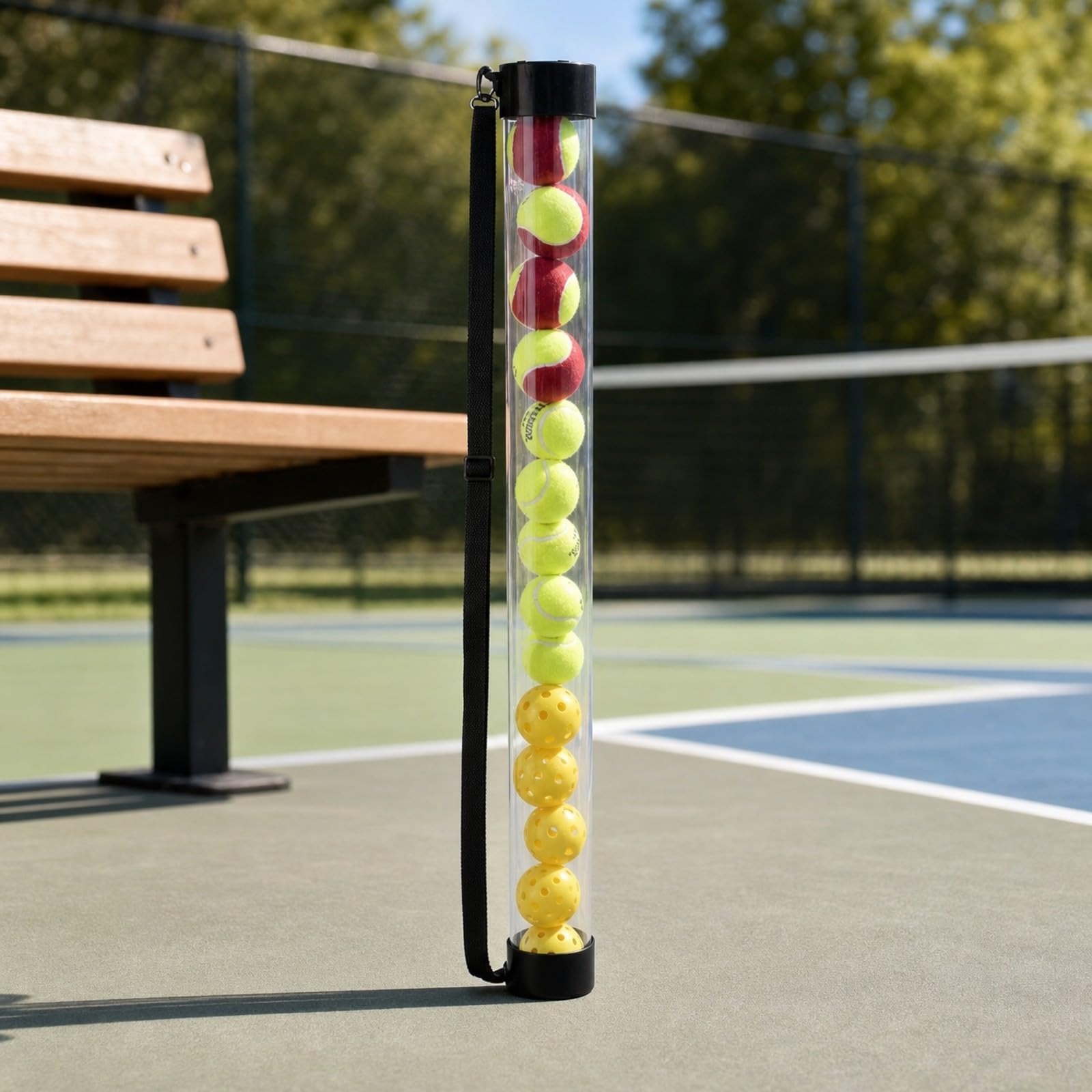 Tube Ramasge ngle Compact | Ergonomique, Ramasse-Balles Tennis Bandlière, Résistant Contre Chocs, Équipement
