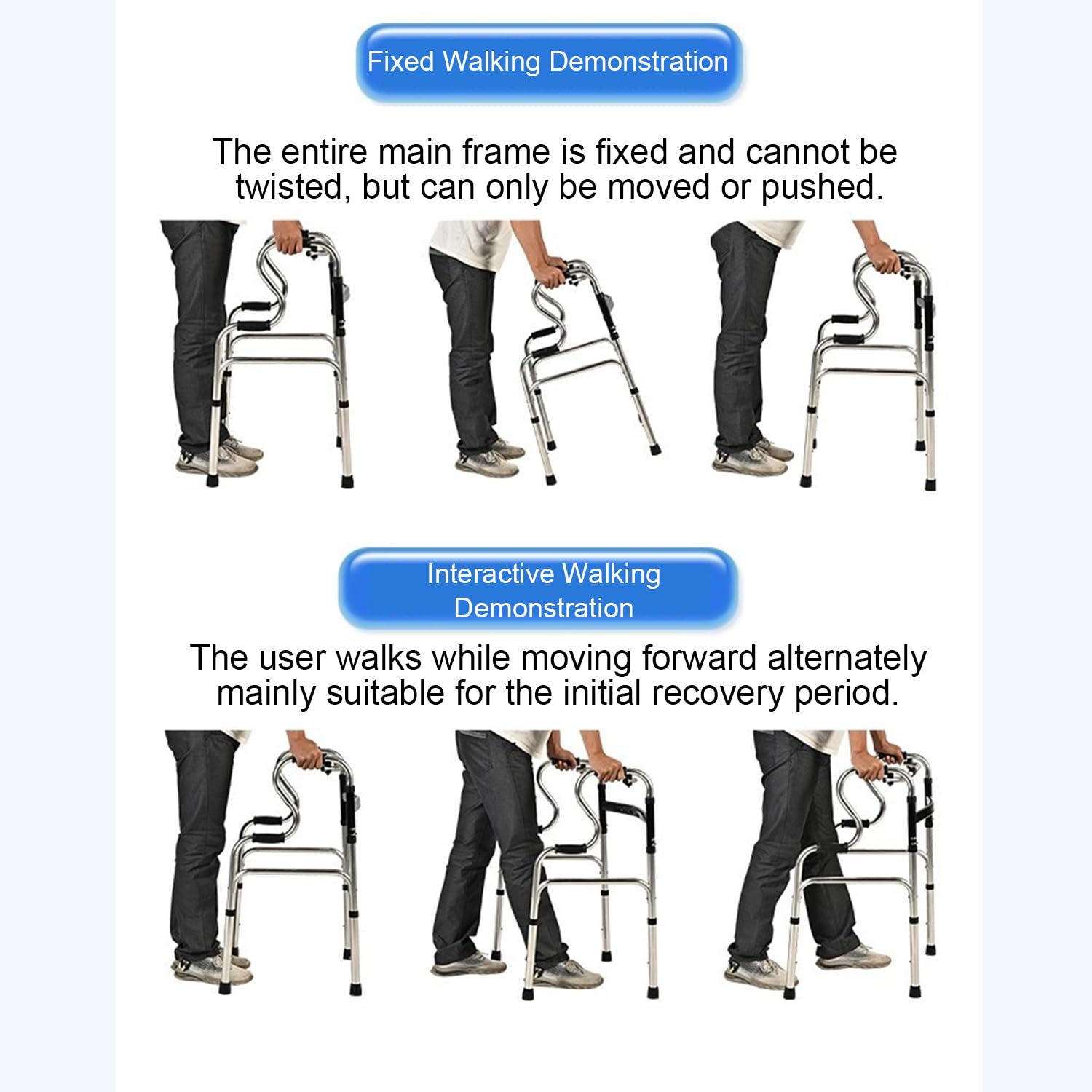 Andador para ancianos,Plegable,Ligero,Sin ruedas,caminadores para mayores,Mango ergonómico con almohadilla antideslizante,ligero,con capacidad de carga de hasta 180 kg,plegable