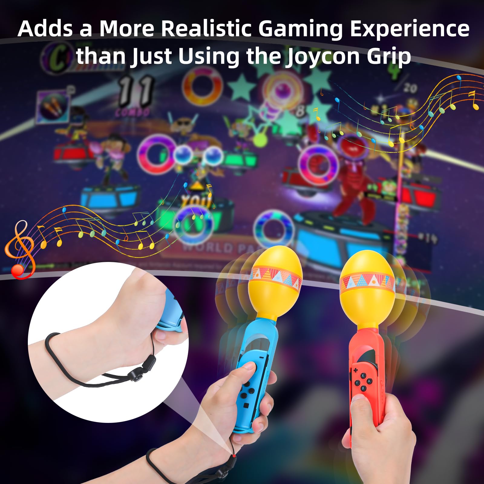 Switch Sand Hammer Samba de Amigo Party Central Compatible avec Nintendo Joycon Controller, Switch OLED Jeu de Sport Bundle Accessoires