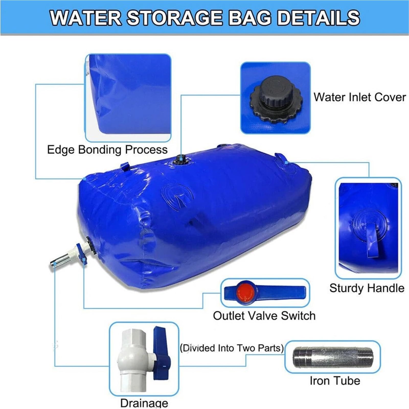 Kraftstoffkanister 110-Liter-Wasserblase für Camping, faltbar, ideal für Angeln und Garten