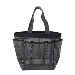 QIAOJIE XUEQI Mesh Shower Caddy Basket with Pockets for College Dorm Room Hanging Portable Tote Bag Toiletry for