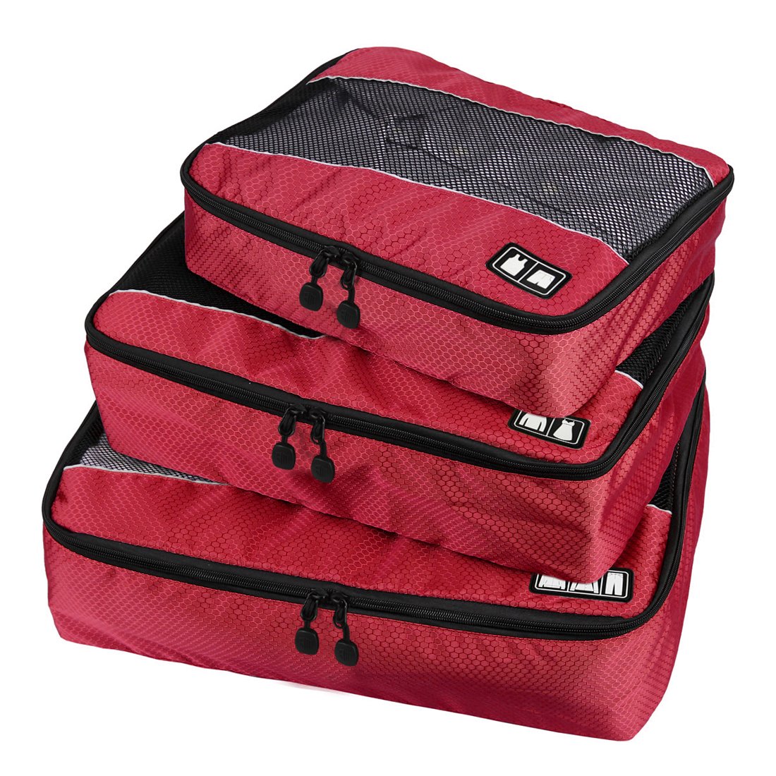 Travel Cubes Packing Cube System Durable 3 Piece Weekender Set 20004hong