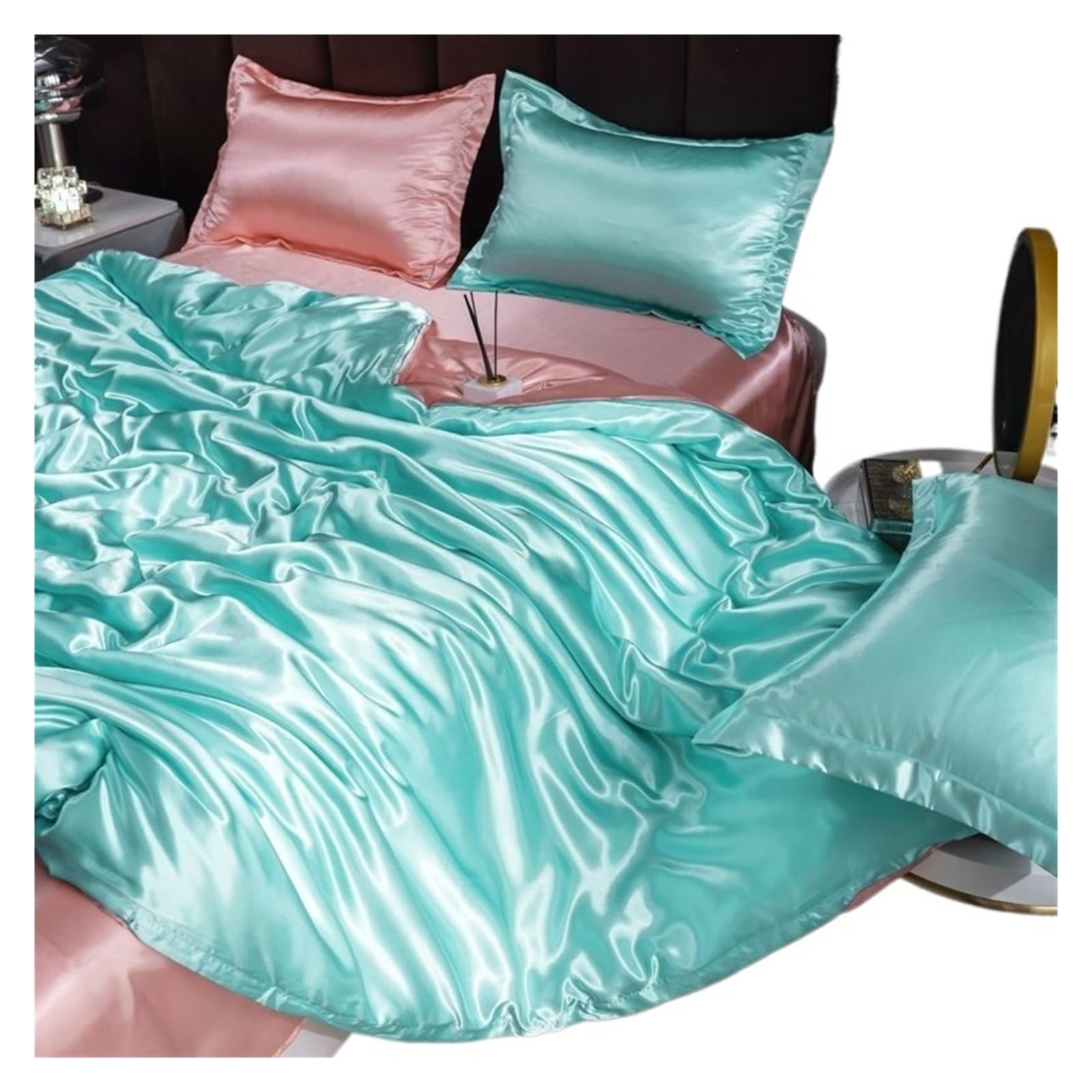 Housse de couette satinée soyeuse, parure de lit pour des nuits sereines