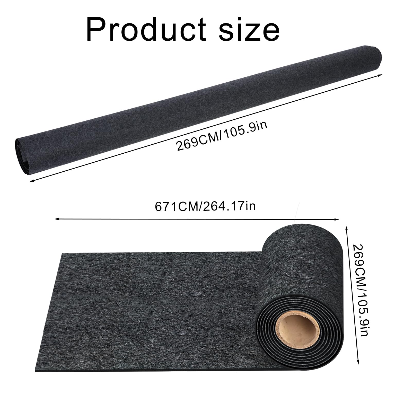 8.8 X 22 Ft Ölauffangmatte, Garagenboden Ölauffangbehälter Non-Slip Felt Cuttable Garagenmatte Motorrad Teppich