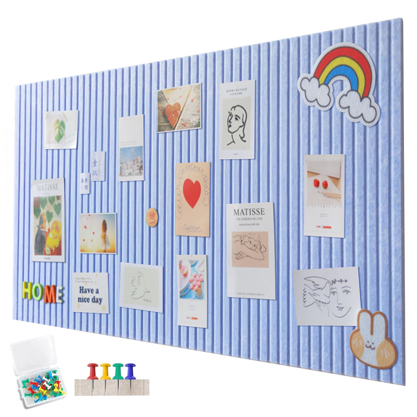 60 x 40 cm Felt Board, Large Felt Notice Board, Self-Adhesive, Decorative Felt Notice Board, 0.9 cm Thick, Foldable Photo Board, Memo Boards, Bulletin Board, Wall Decoration for Office, Kitchen, Light