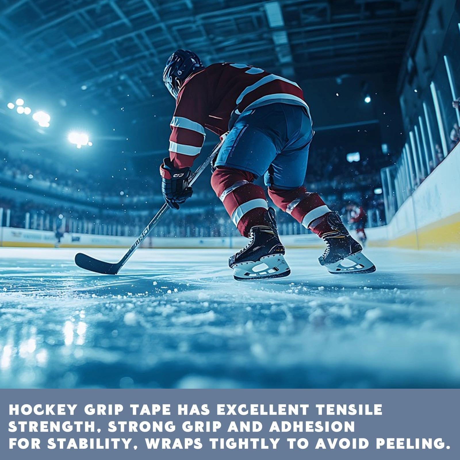 2 Rouleaux Tape Hockey sur Glace Tape Crosse de Hockey Tape Ruban de Hockey Adhésif Antidérapant Ruban de Bâton de Hockey pour Raquette Tennis, Badminton (Noir)