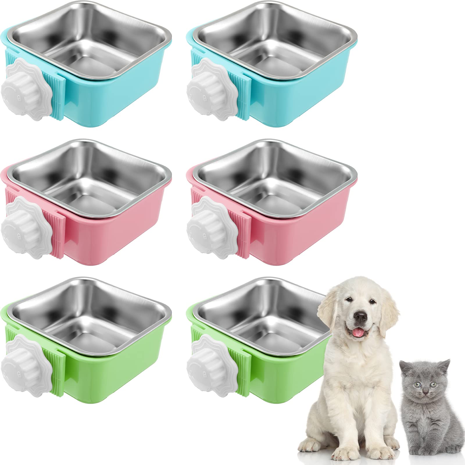 Gamelle pour chien qui ne se renverse pas Lot de 6 bols inox suspendus pour cage et volière