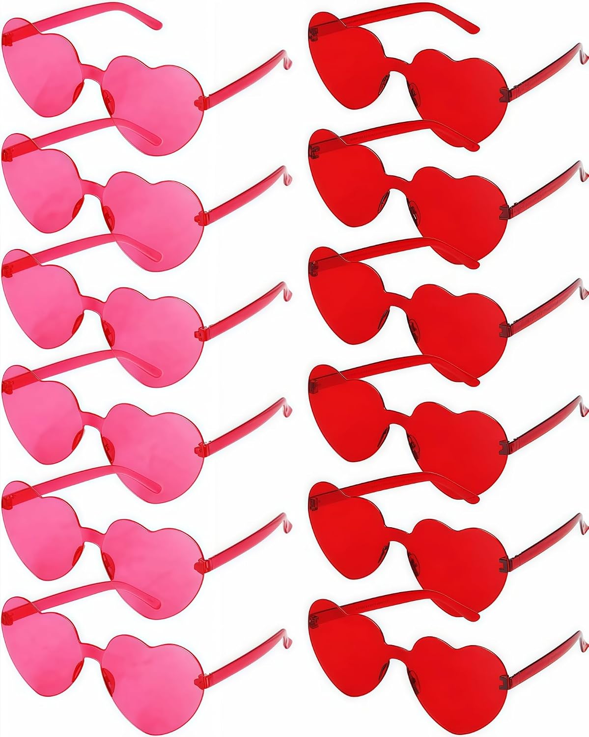 12 Pairs Heart Sunglasses for Women, Pink Heart Glasses for Party Favor