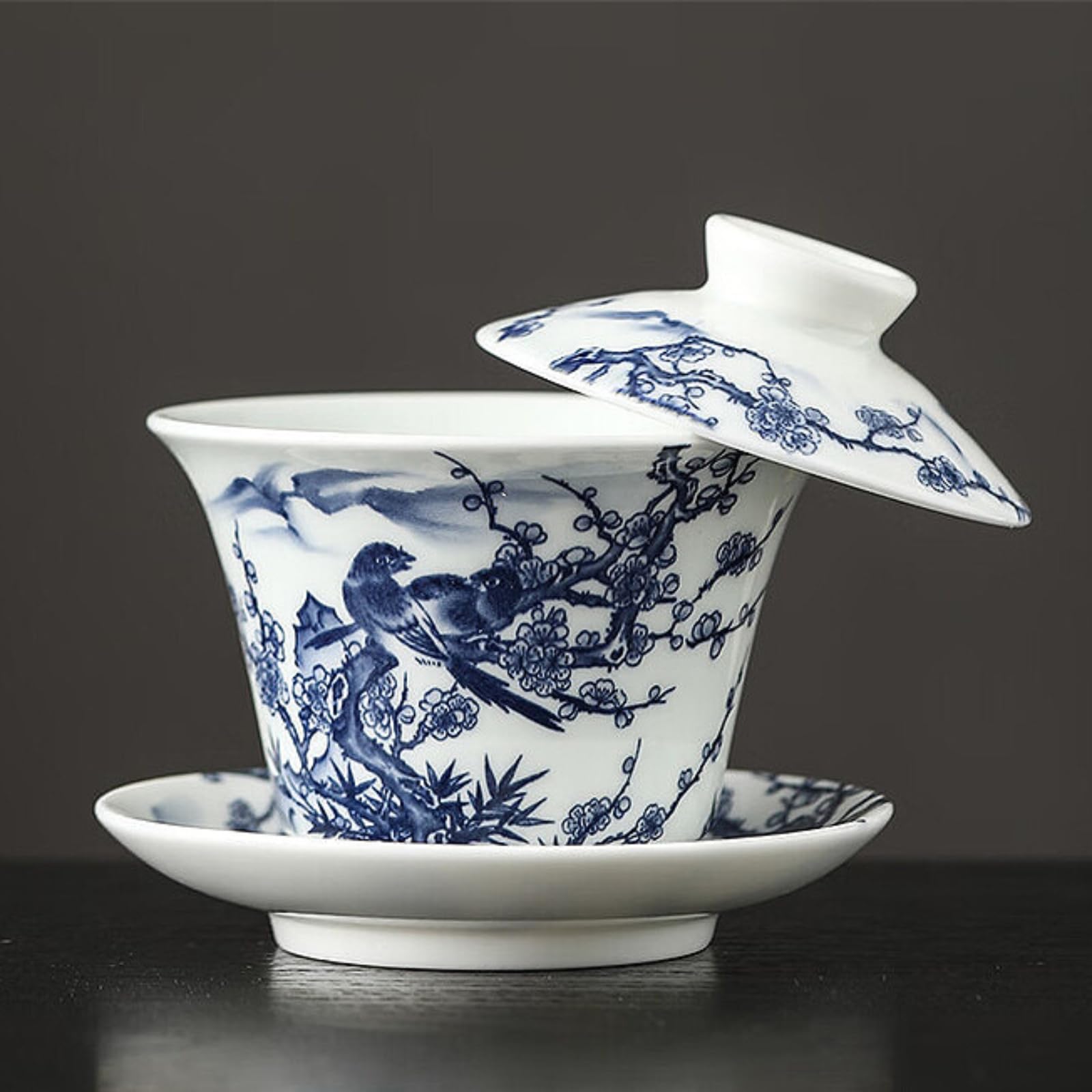 Gaiwan service à thé Kungfu en céramique 160ml style chinois blanc