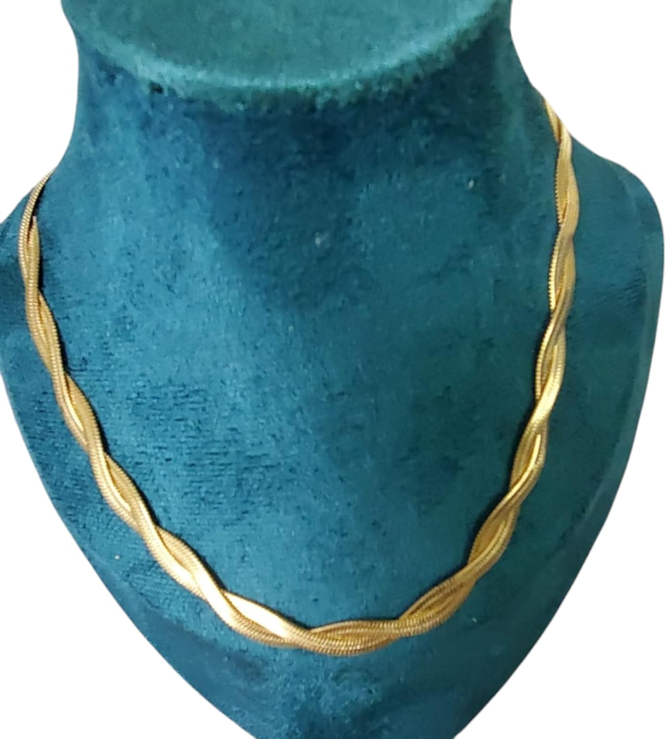 18K Gold-Plated Twisted Snake Herringbone Chain Necklace for Women - 18", Double Chain, Stainless Steel, Non-Tarnish, Hypoallergenic, Dainty Everyday Jewelry - Image 3