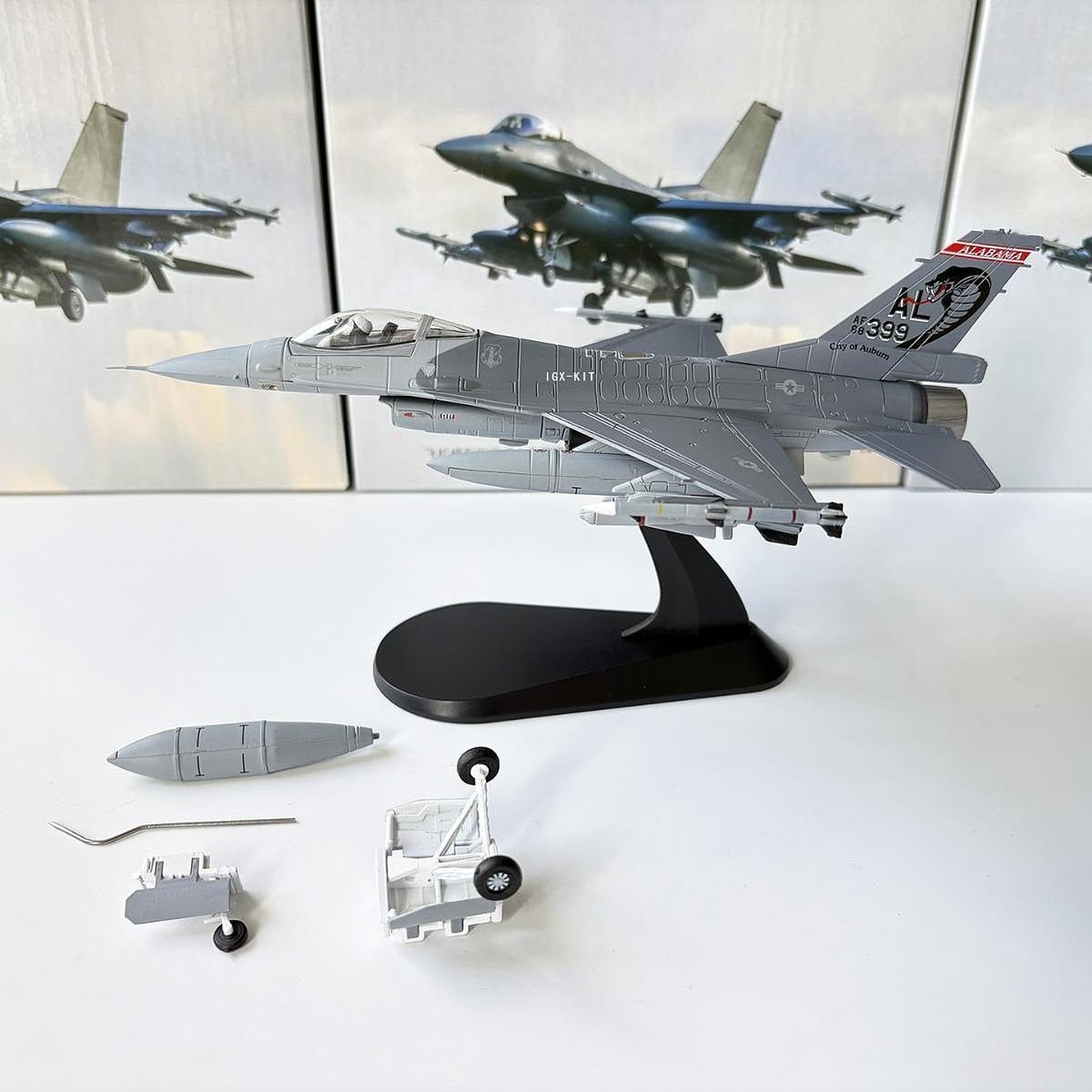Modellino Aereo F-16C in Scala 1/72, Giocattolo per Bambini, Modello da Caccia Realistico in Lega e PP per Collezione