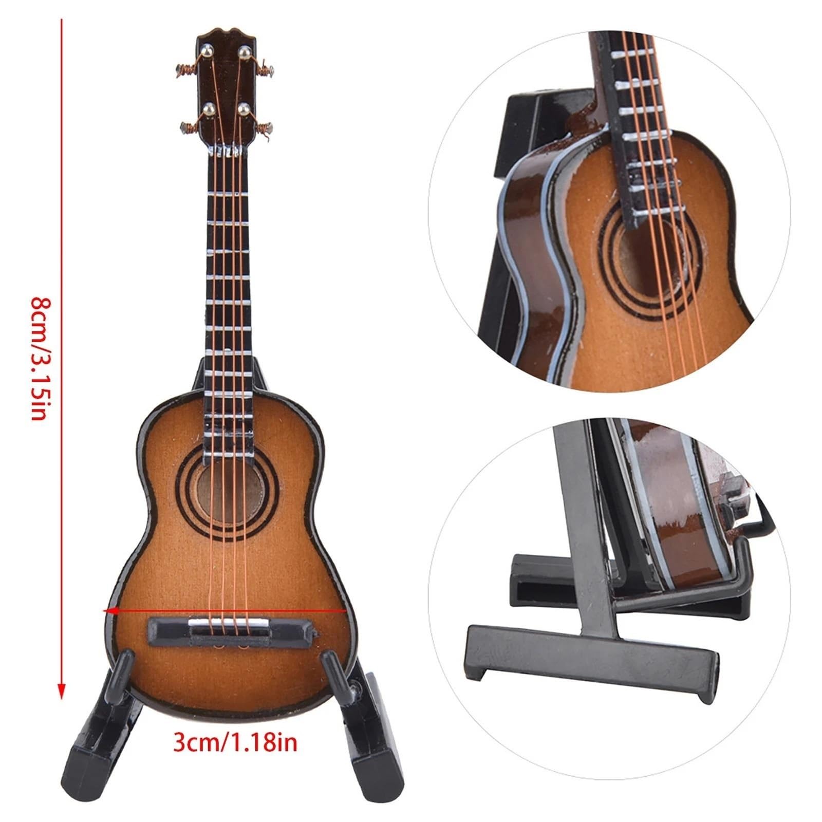 Miniaturowe ozdoby do instrumentów muzycznych 8 Cm Drewniany Model Gitary Miniaturowe Instrumenty Muzyczne Ozdoby Na Biurko(3/4)
