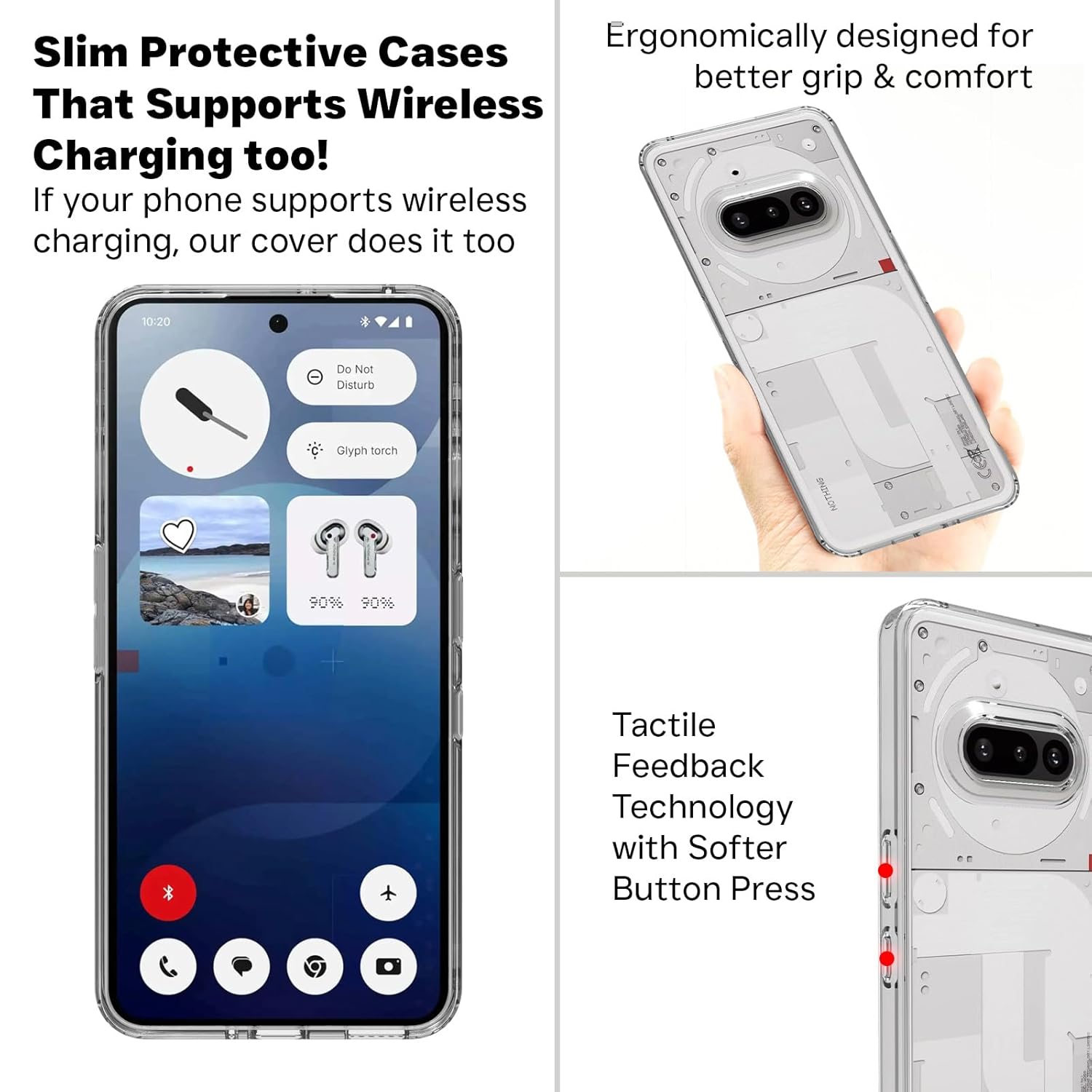 RIGGEAR Shockproof Clear Hybrid Armor Back Cover Case for Nothing Phone 3a (Clear PC+ Transparent TPU Bumper) 34 717yBJgoZXL. SL1500