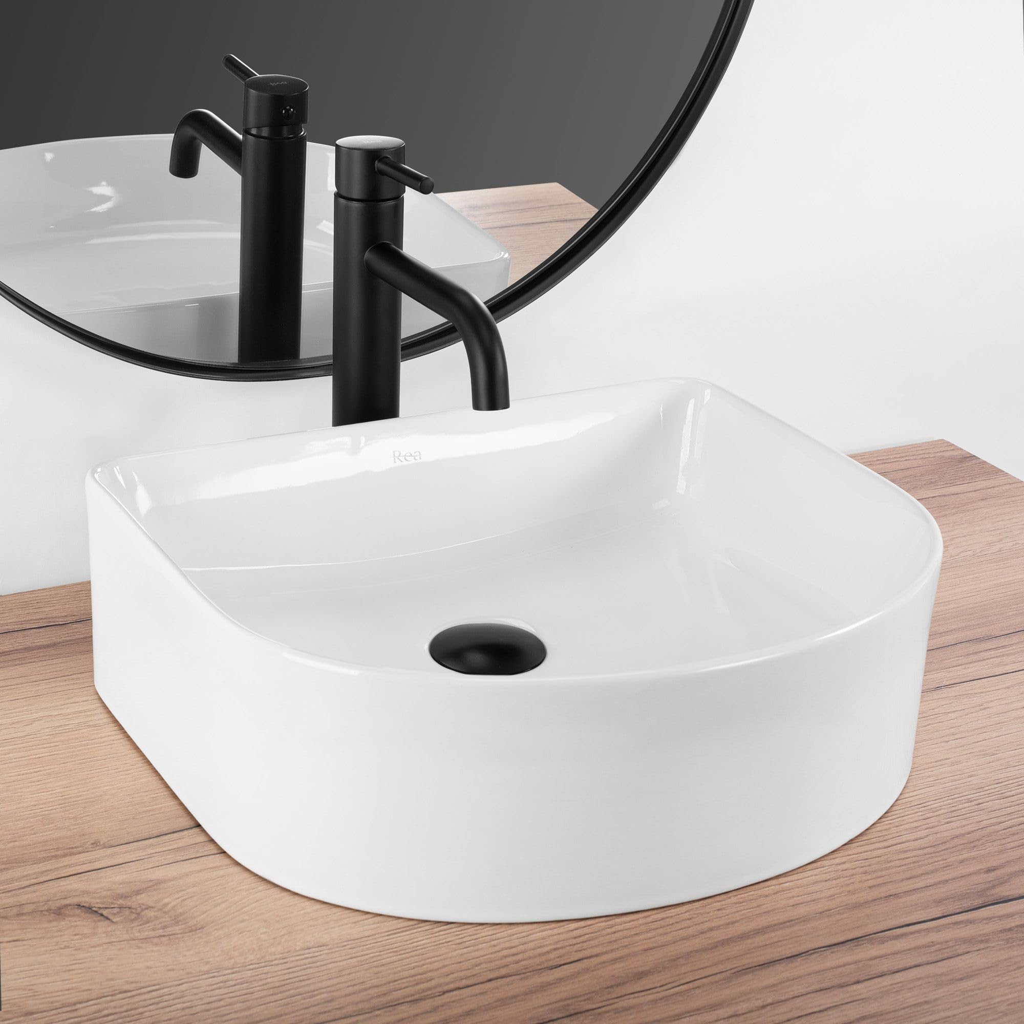Rea - Lavabo Da Appoggio Clara Lavandino Bagno 350 X 400 X 130 mm In Ceramica (Bianco)