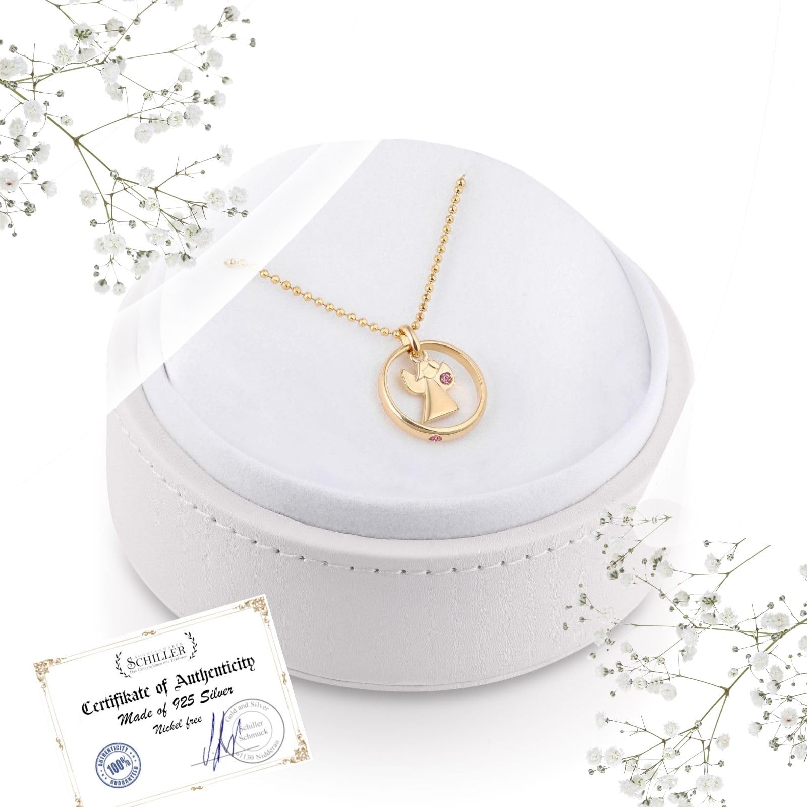 fish Kinderkette Mädchen Taufkette Silber Gold plattiert Taufkette rosa Schmucketui Baby Geschenk