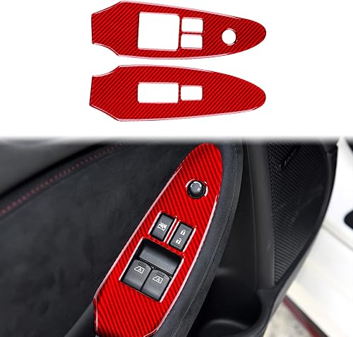 Miniatura 9 de JUPIZEUS Fibra de carbono compatible con accesorios Nissan, calcomanía para panel de botón de interruptor de elevación de ventana de automóvil para