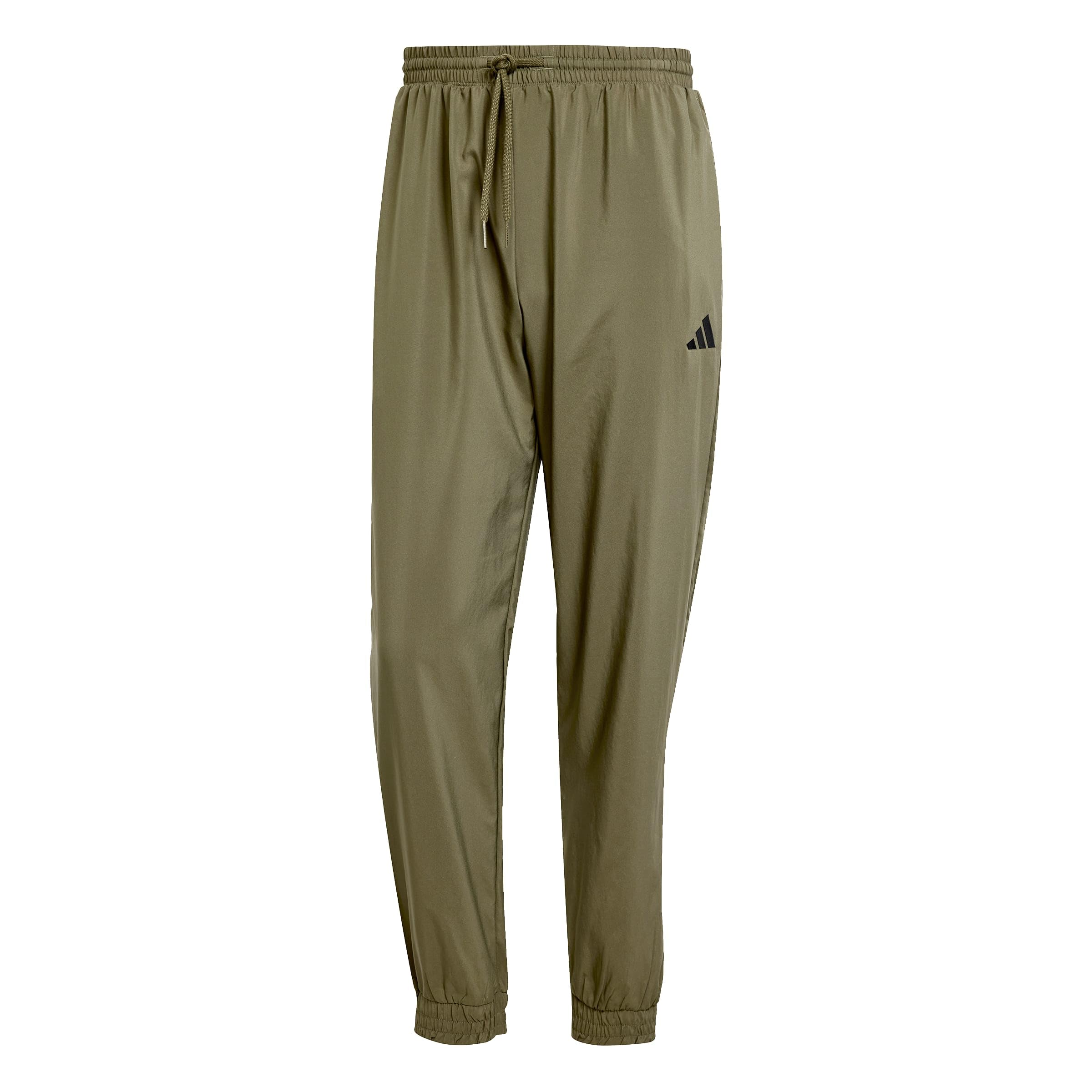 adidas Men's Essentials Small Logo Stanford Elasticated Pants, Olive Strata/Black, XXL