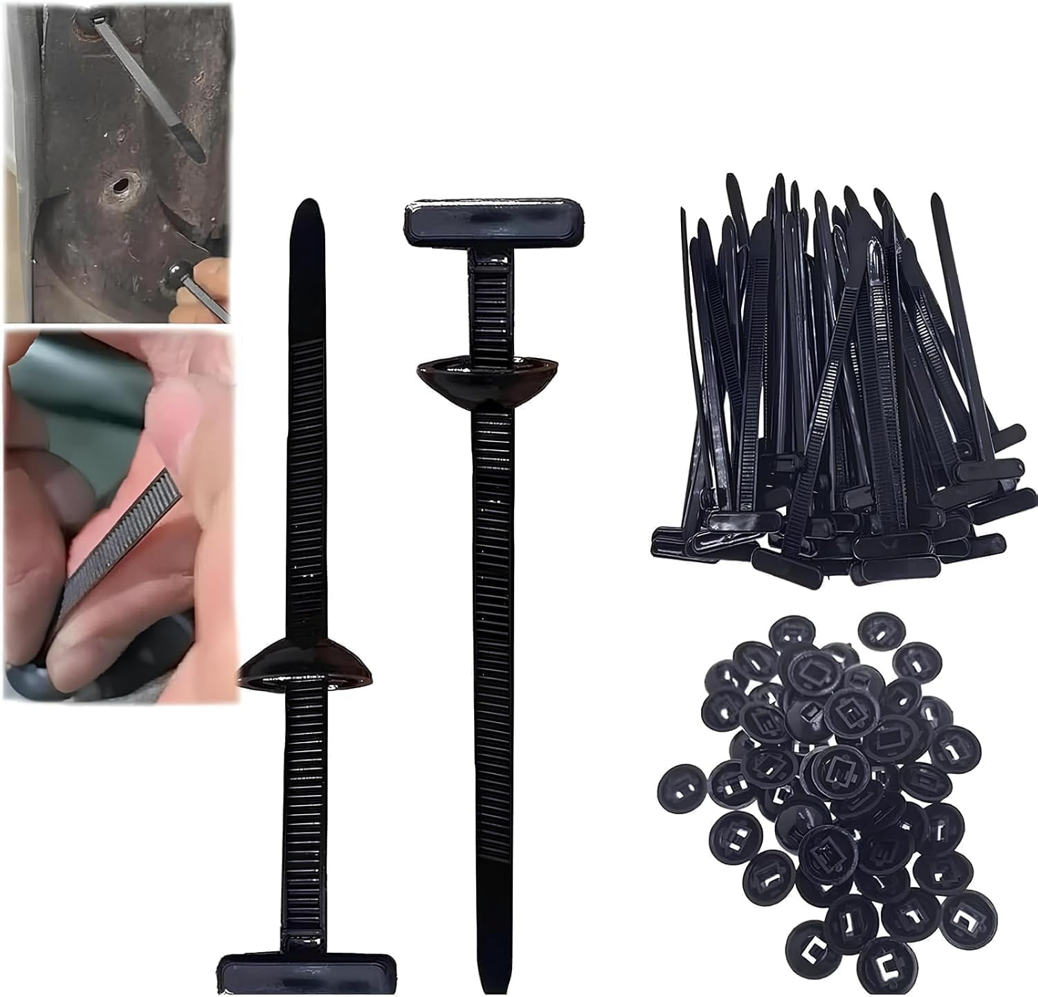 100PCS Nylon Universal Cable Tie Buckle, Heavy Duty Self-Locking Nylon Zip Ties Holder, New Multifunctional Cable Ties Buckle for Car Daily Repair