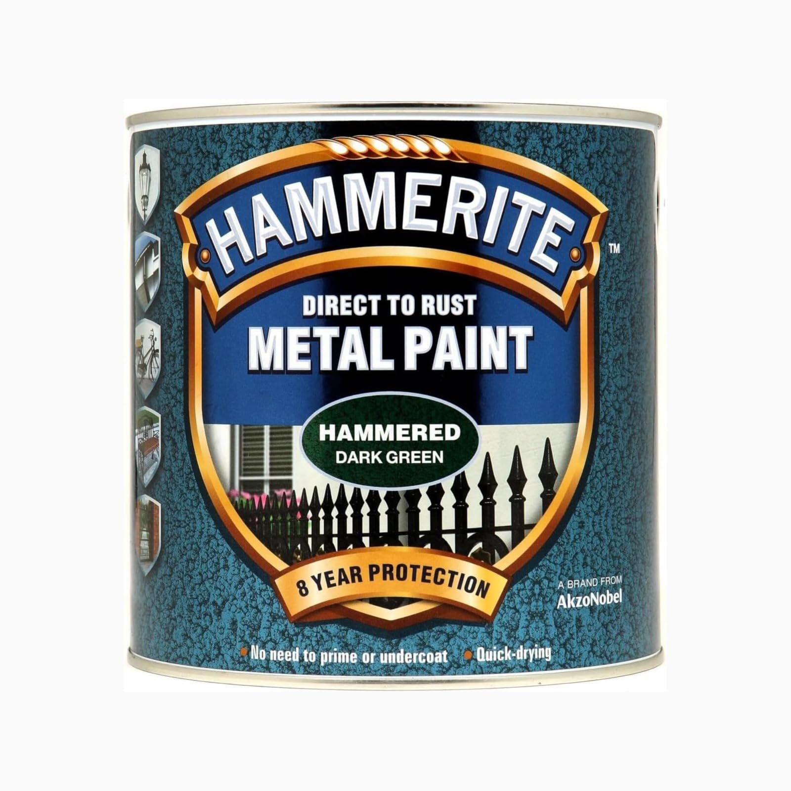 HOCHSTEยฎ Hammerite Metal Paint Hammered Dark Green, Quick Drying Time, Easy-to-Apply, DIY Projects, Garden Furniture, Rust Protection, Long-Lasting, Interior and Exterior Use, 250ml