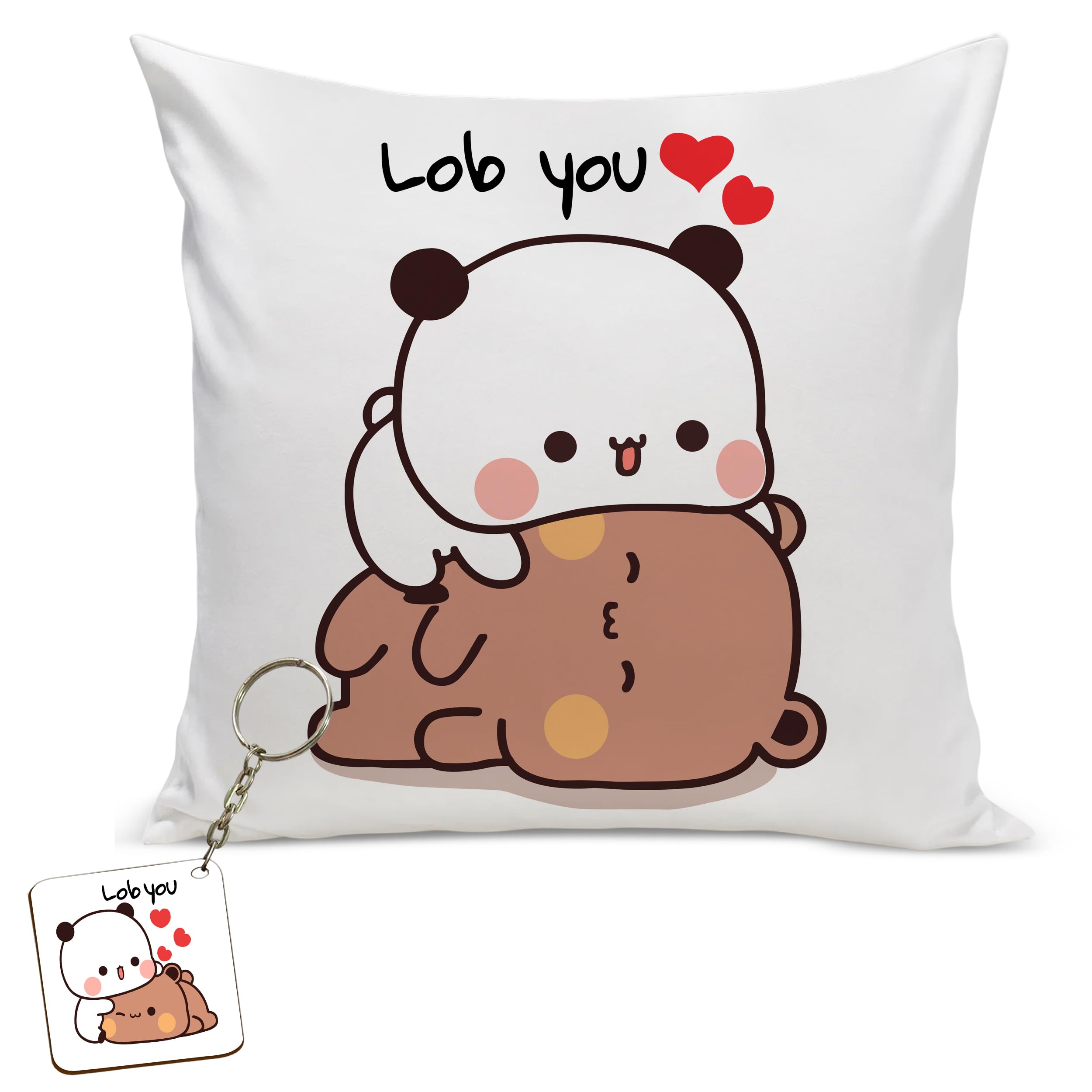 Bubu Dudu Cushion Love Gift for Birthday|Gift for Wife Cushion Cover with Filler at-6