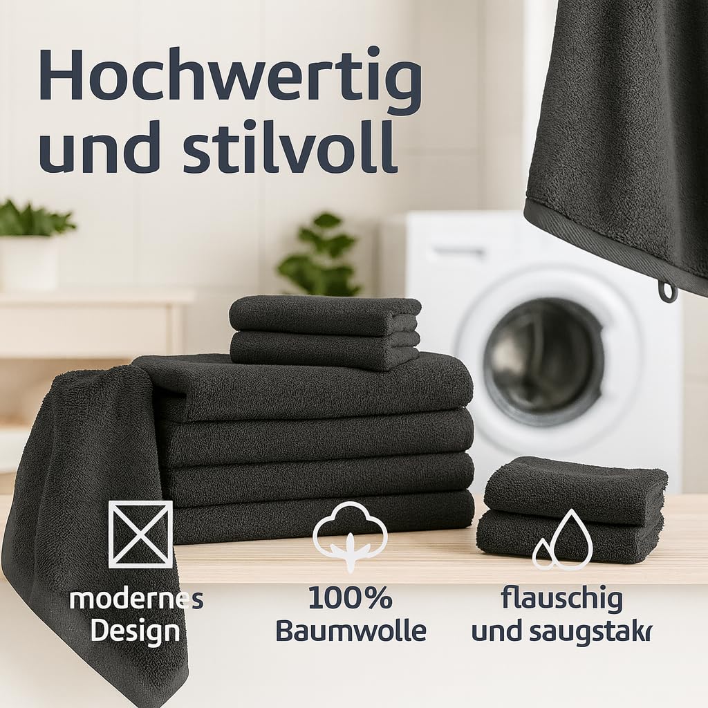 Betz 6 pezzi Asciugamani BERLIN 100% cotone 50x100cm Colore grigio grafite - BERLIN