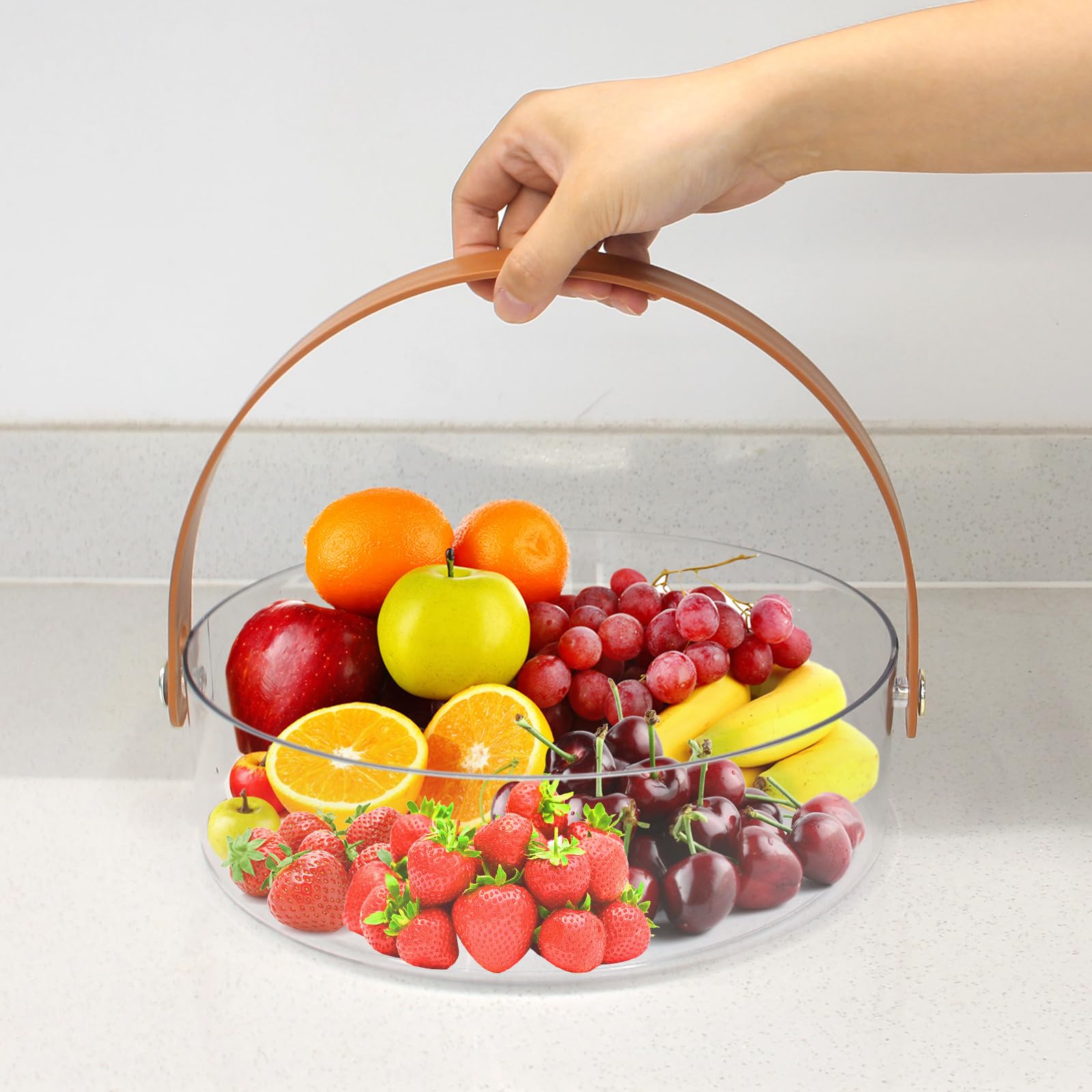 Vassoio Portatutto Divisorio Con Coperchio E Manico - 5 Scomparti Per Snack, Frutta, Noci E Caramelle, 26 Cm, Bianco