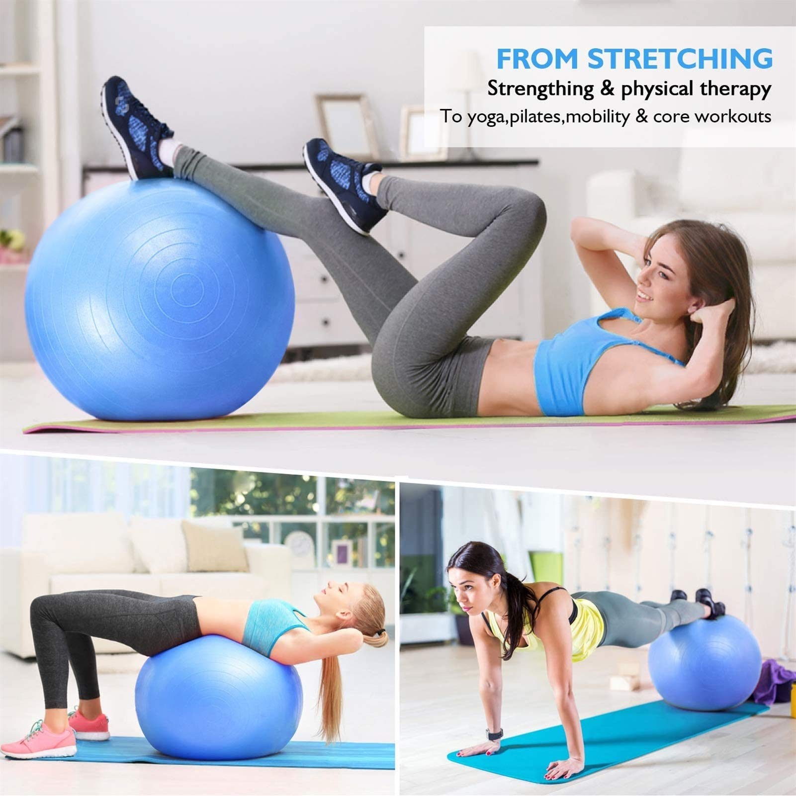 Sitzball Büro, Gymnastikball Yoga Ball Chair, Premium Gymnastikball 55Cm/65Cm/75Cm, Anti-Burst Extra Dicker Schweizer Geburtsball, Perfekter Trainingsball Bürostuhl