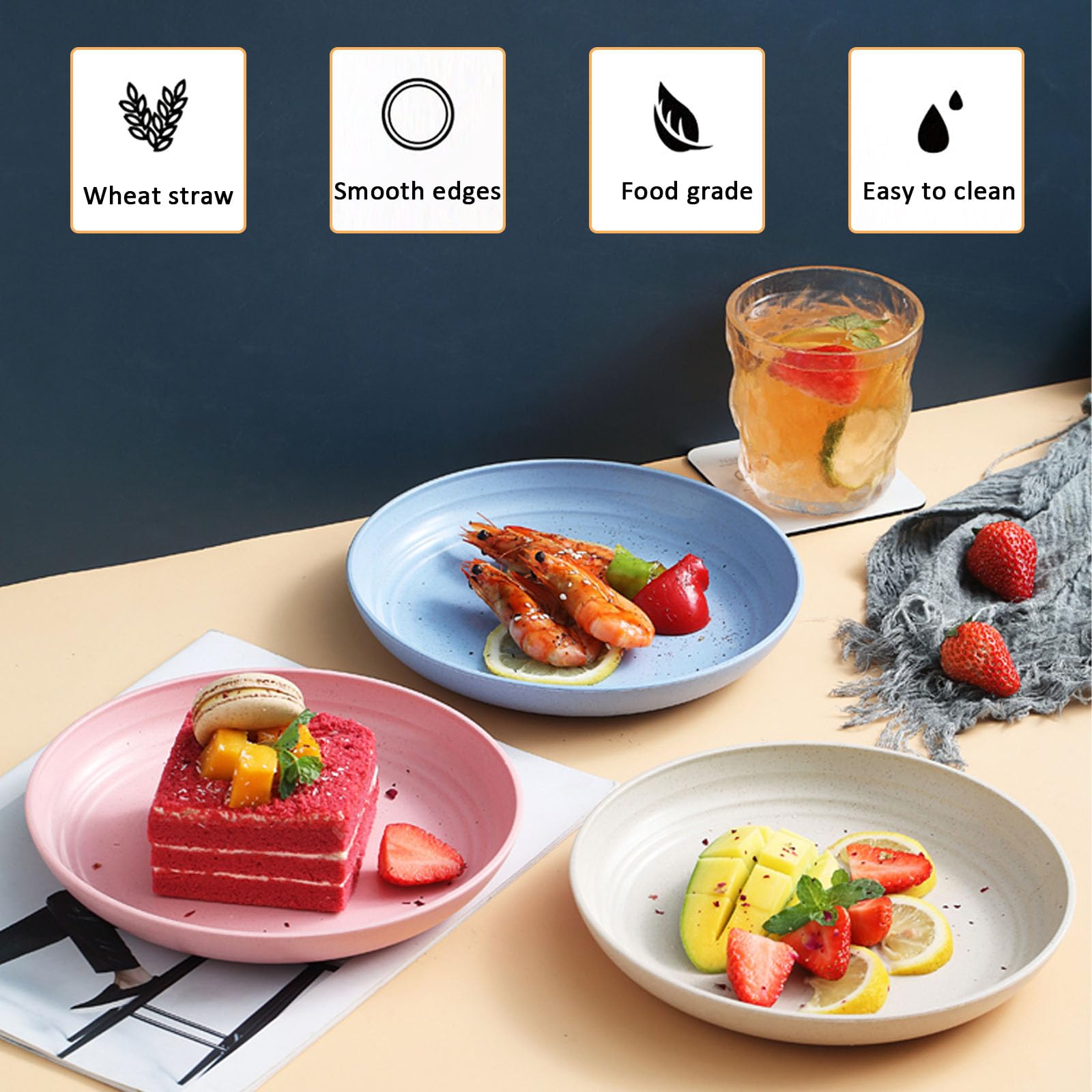 Piatti Da Campeggio In PP - Set 4 Pezzi Blu Da 23 Cm, Infrangibili, Leggeri E Adatti Microonde/lavastoviglie - Foto 8