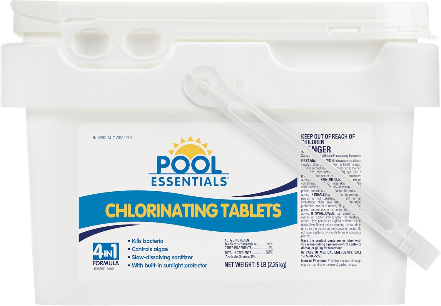 Pool Essentials® 3" Swimming Pool Chlorinating Tablets, Kills Bacteria & Controls Algae, 5LB