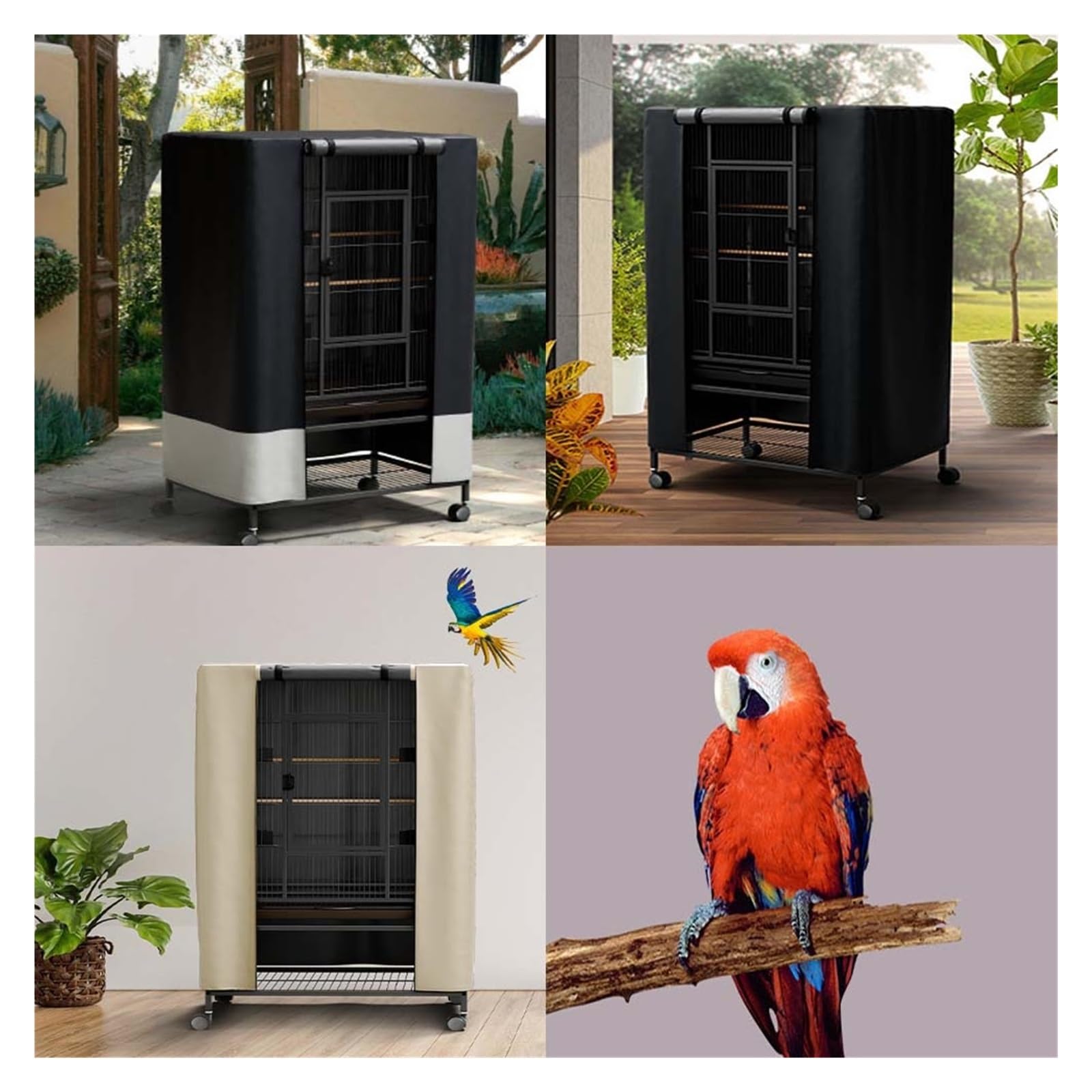 Netzabdeckung für Vogelkäfige, BirdCageCover IndoorOutdoor SmallTier Abnehmbares Oberteil, atmungsaktiv, 3 Farben, 4 Größen(Black,97X61X122cm)