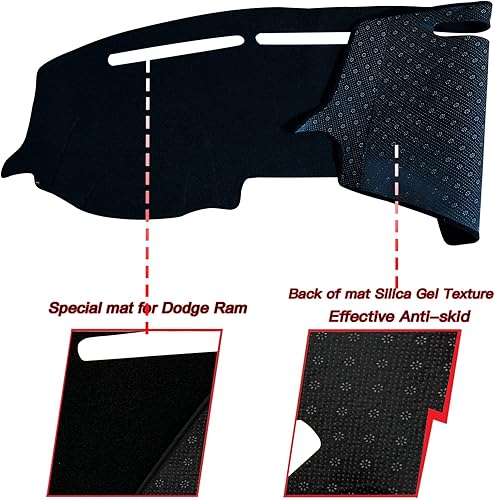 Miniatura 2 de Cubierta de tapete para salpicadero, consola central interior personalizada compatible con Dodge Ram Big Horn Laramie 1500 2500 3500 Pickup 2019