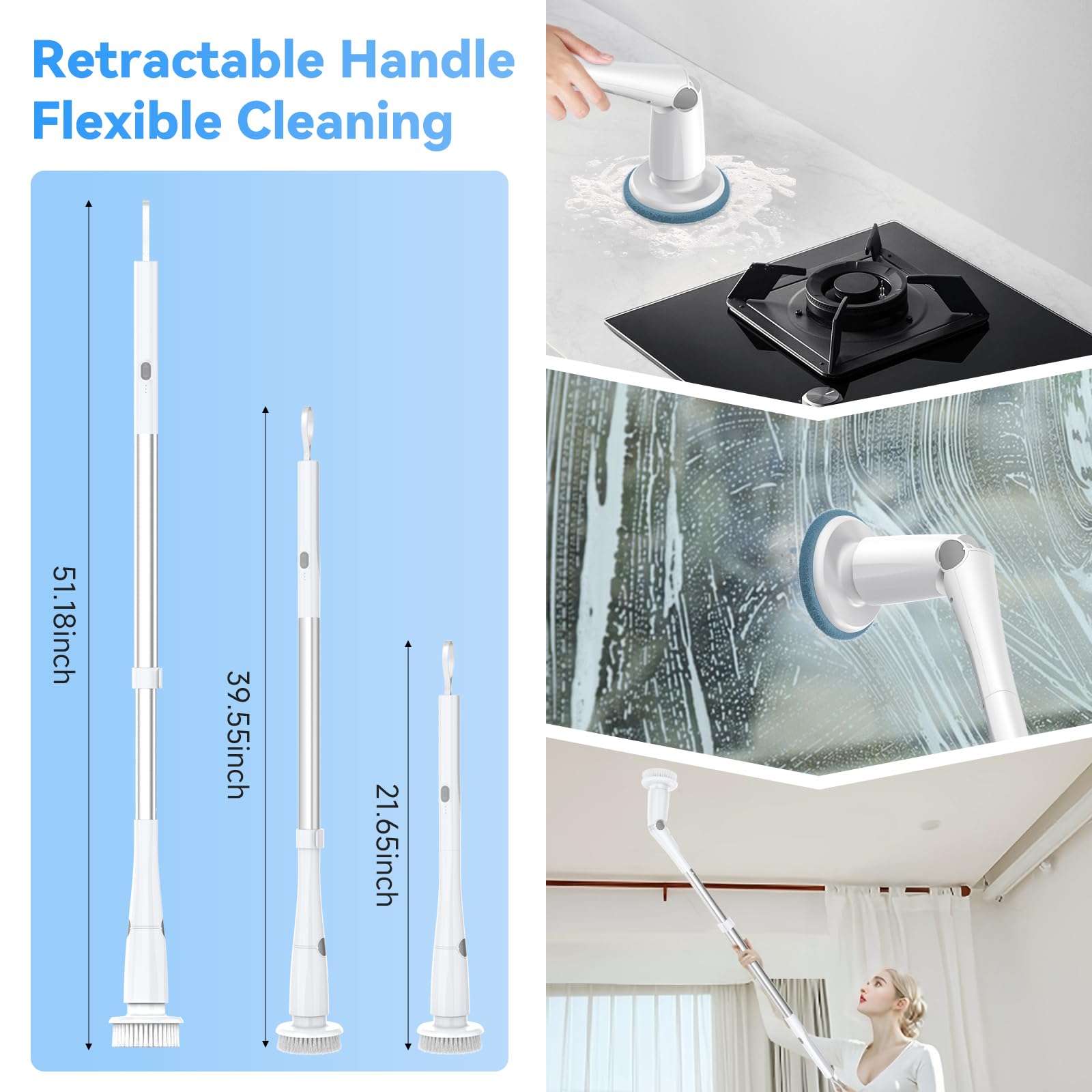 Goodpapa Electric Spin Scrubber C2 - Cepillo de Limpieza de Ducha inalámbrico con 8 Cabezales de Cepillo reemplazables para baño, bañera, Azulejos, Piso 01