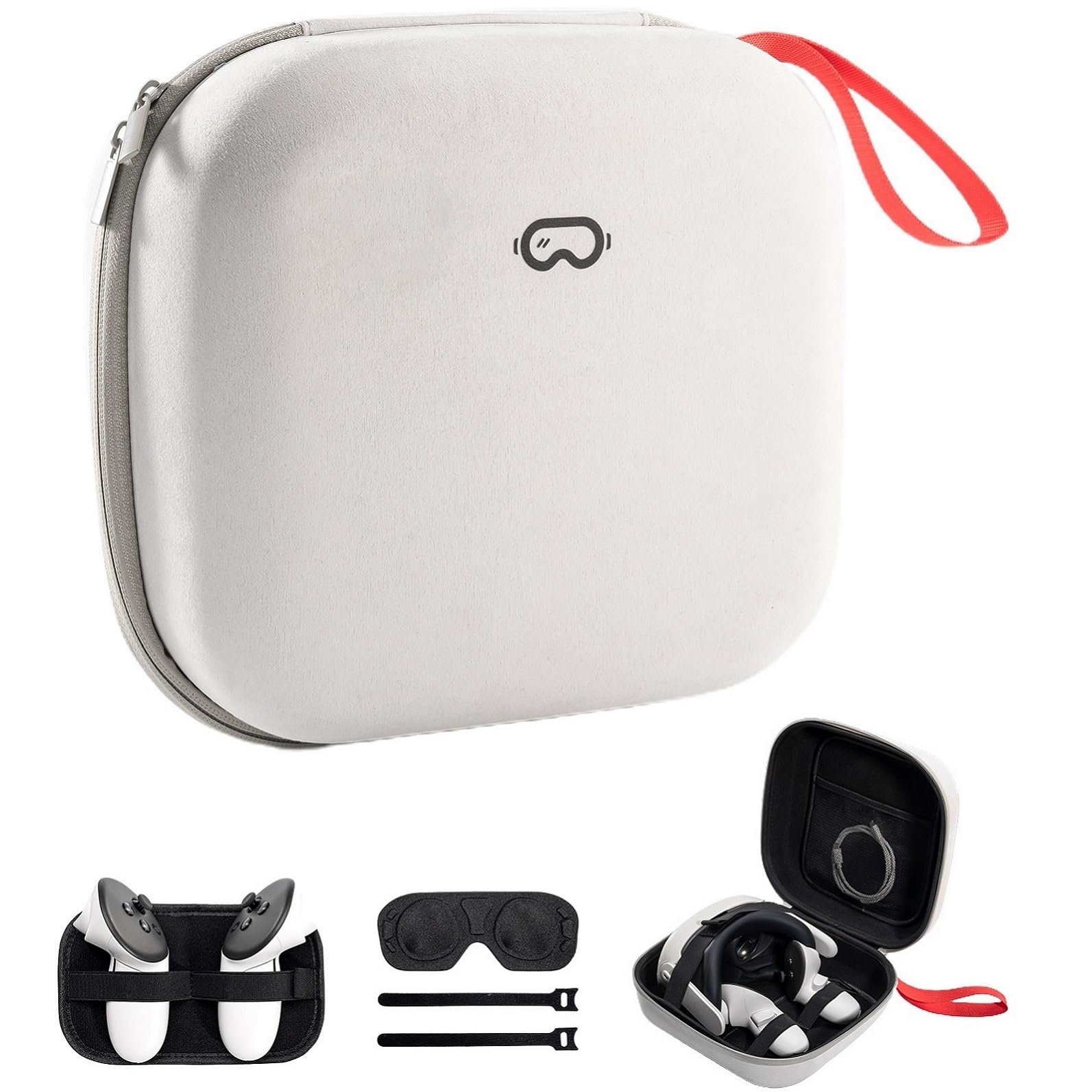 ProCase Hard Carrying Case Fit for Oculus Meta Quest 3, Quest 3S, Quest 2, Vision Pro VR Gaming Headsets, Original Head Strap and Touch Controller Accessories Shell Bag for Travel and Storage -Grey