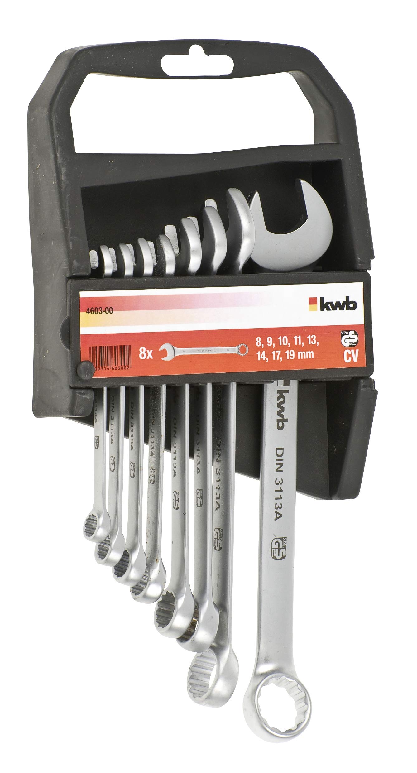 kwb 460300 SET KEYS KEYS, set a 8 pezzi, profilo onde, finitura satinata, acciaio CV