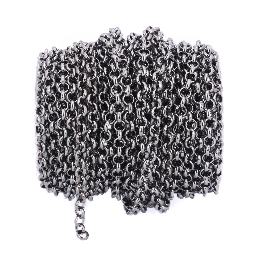 32.8ft O-Type Twisted Chains Curb Chain Metal Cable Chain Link Jewelry Making Chain for DIY Making Necklace Bracelet (Black, 3.2mm)