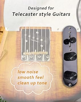 Fully Loaded Guitar Control Plate, Prewired 3-way Blade Switch Large Potentiometers Orange Capacitor, Knurled Volume Tone Controls System Fit for Guitars with Single Coil Pickups, Black