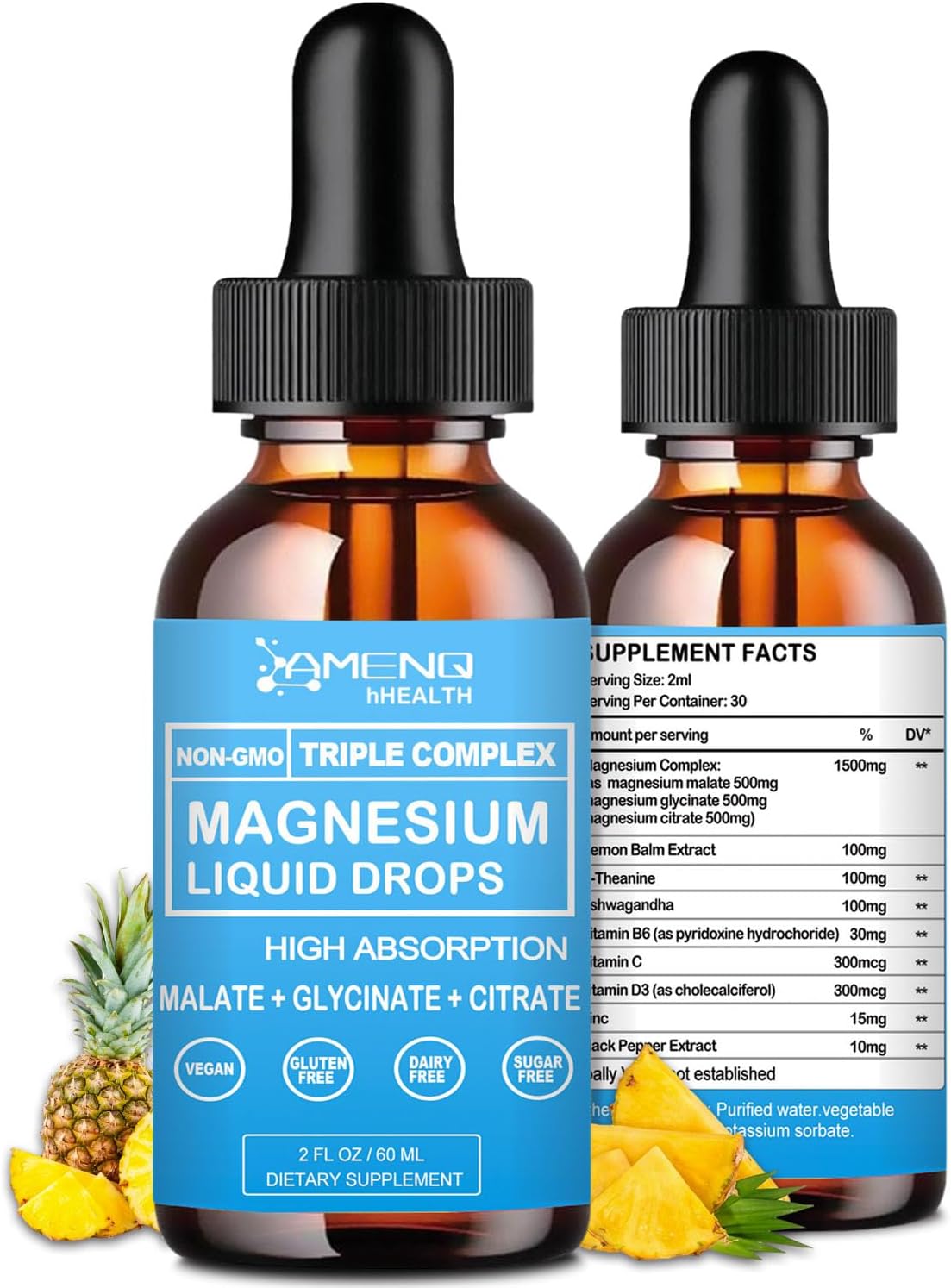 Triple Complex Magnesium Liquid Drops, 1500mg Magnesium Malate