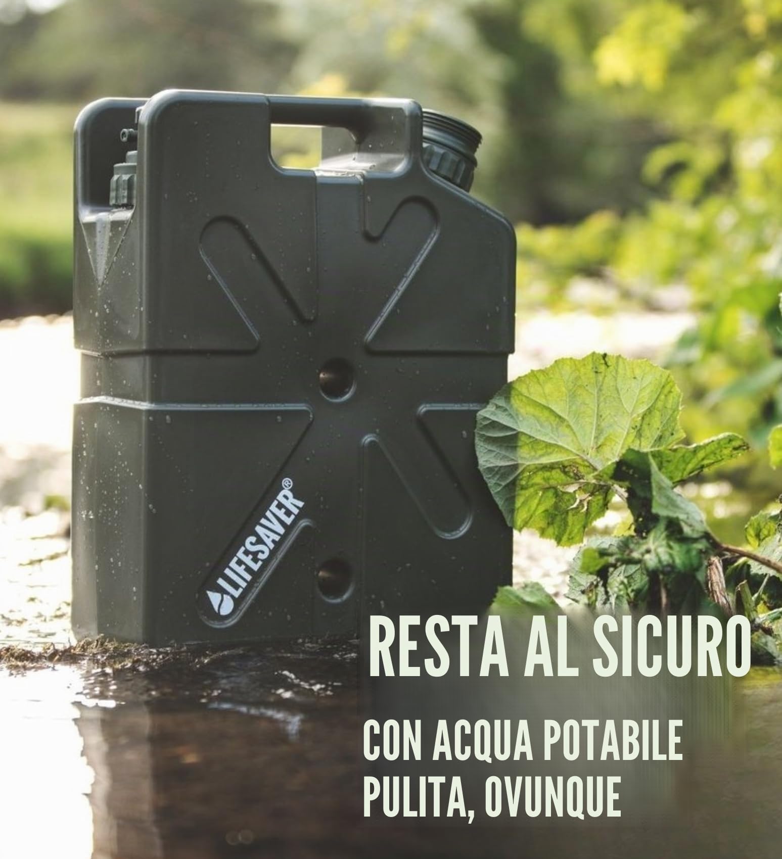 LifeSaver Jerrycan Kit Sopravvivenza - Purificatore Acqua Depuratore Acqua 18.5L - Rimuove 99.99% Virus Batteri Parassiti - Fino a 20.000 Litri - Outdoor, Vanlife, Militare, Off Grid