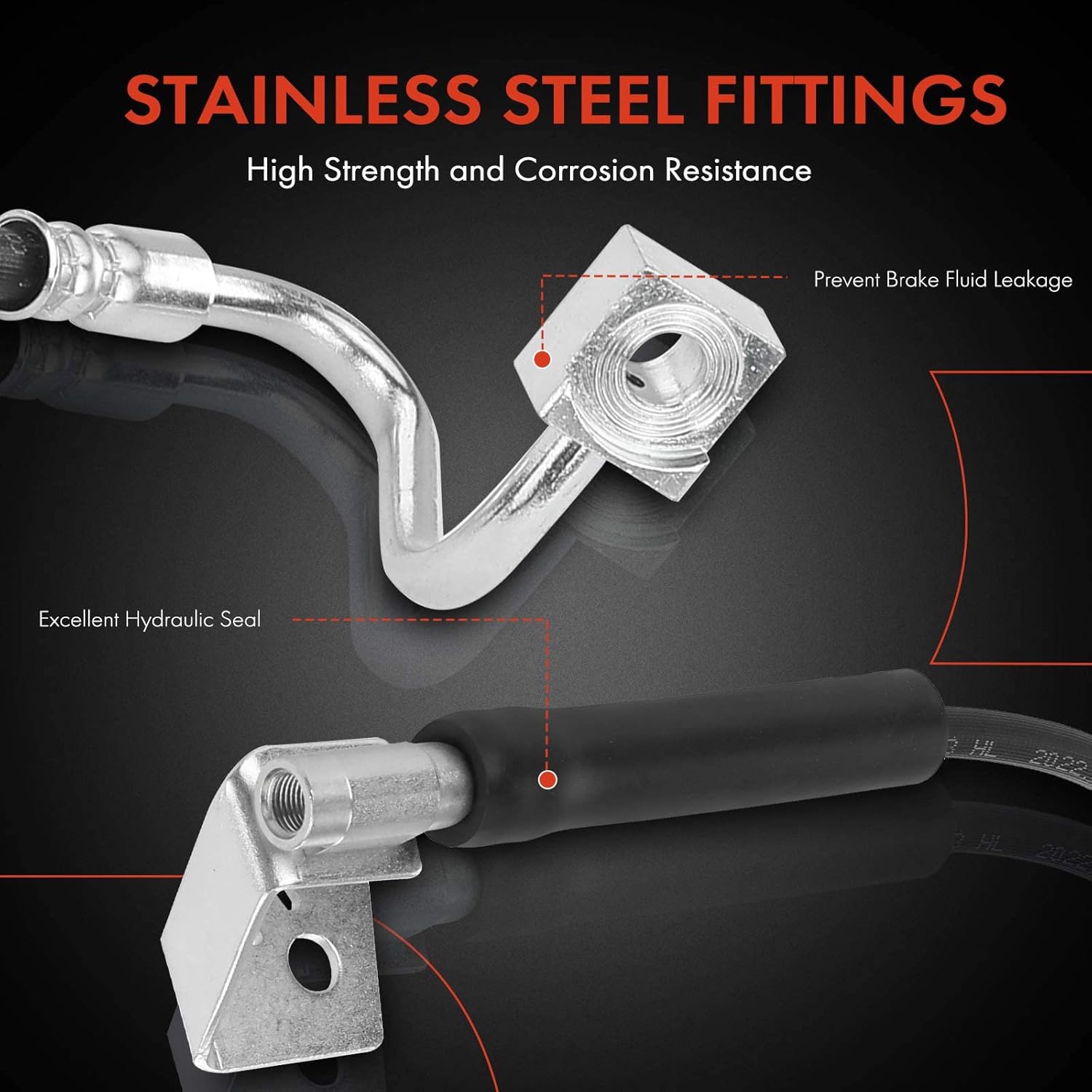 A-Premium Front Passenger Brake Hydraulic Hose Compatible with Select Ford, Lincoln and Mercury Models - Crown Victoria/Town Car/Grand Marquis 2003-2011, Marauder 2003-2004, 4.6L - Replace# 3W1Z2078AA