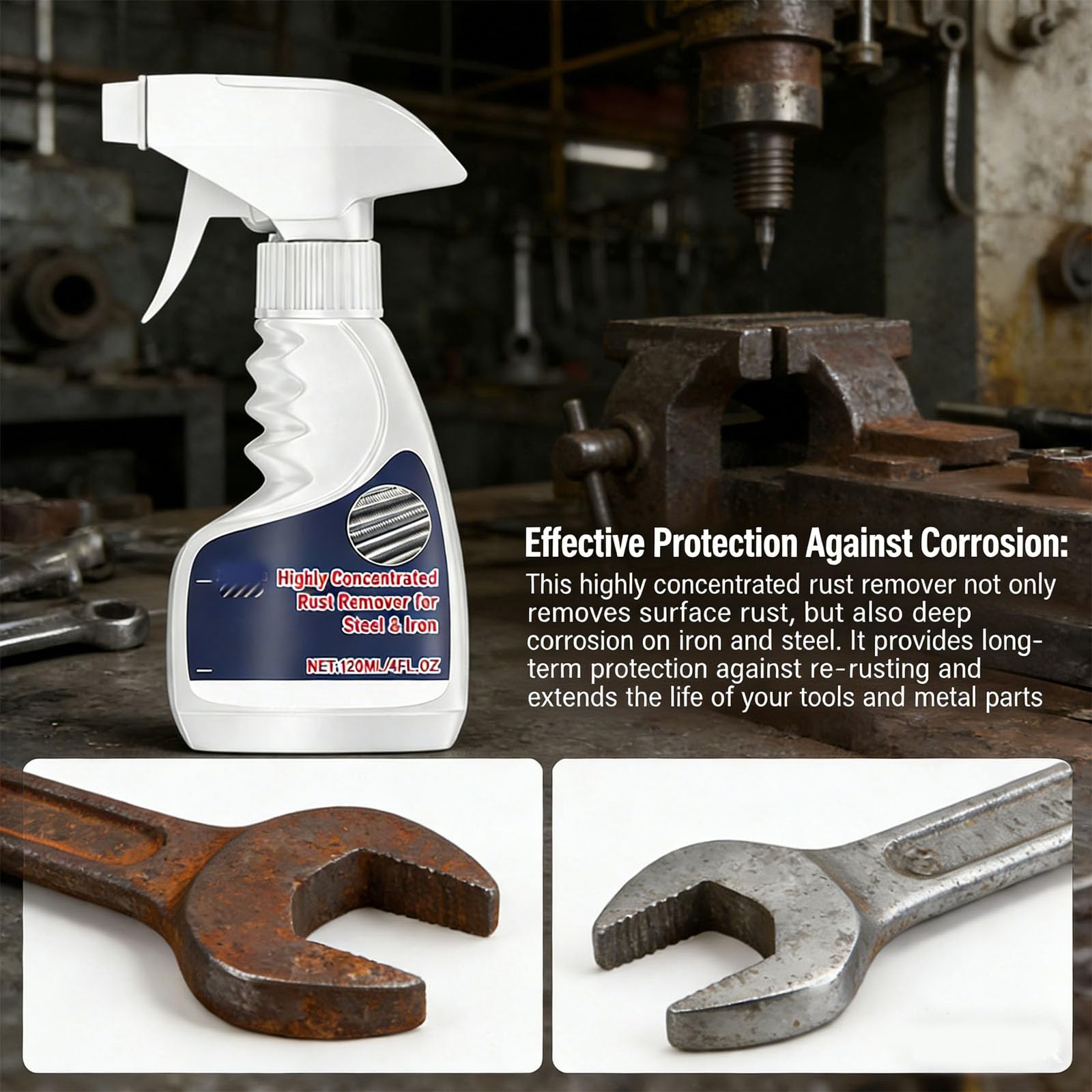 3Pcs Highly Concentrated Rust Remover for Steel & Iron - Rust Remover Spray for Metal, Multi-functional Quick-acting Rust Removal Spray (2PCS) — view 3