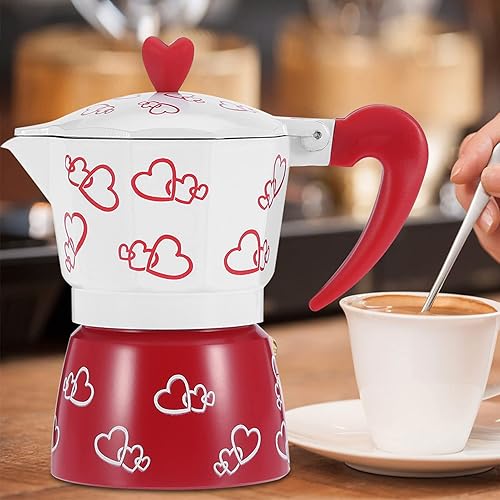 Miniatura 6 de Alvinlite Moka Pot, 6 tazas (10.15 onzas), cafetera de café italiano para el hogar, estufa de gas o cerámica eléctrica para capuchino o café con