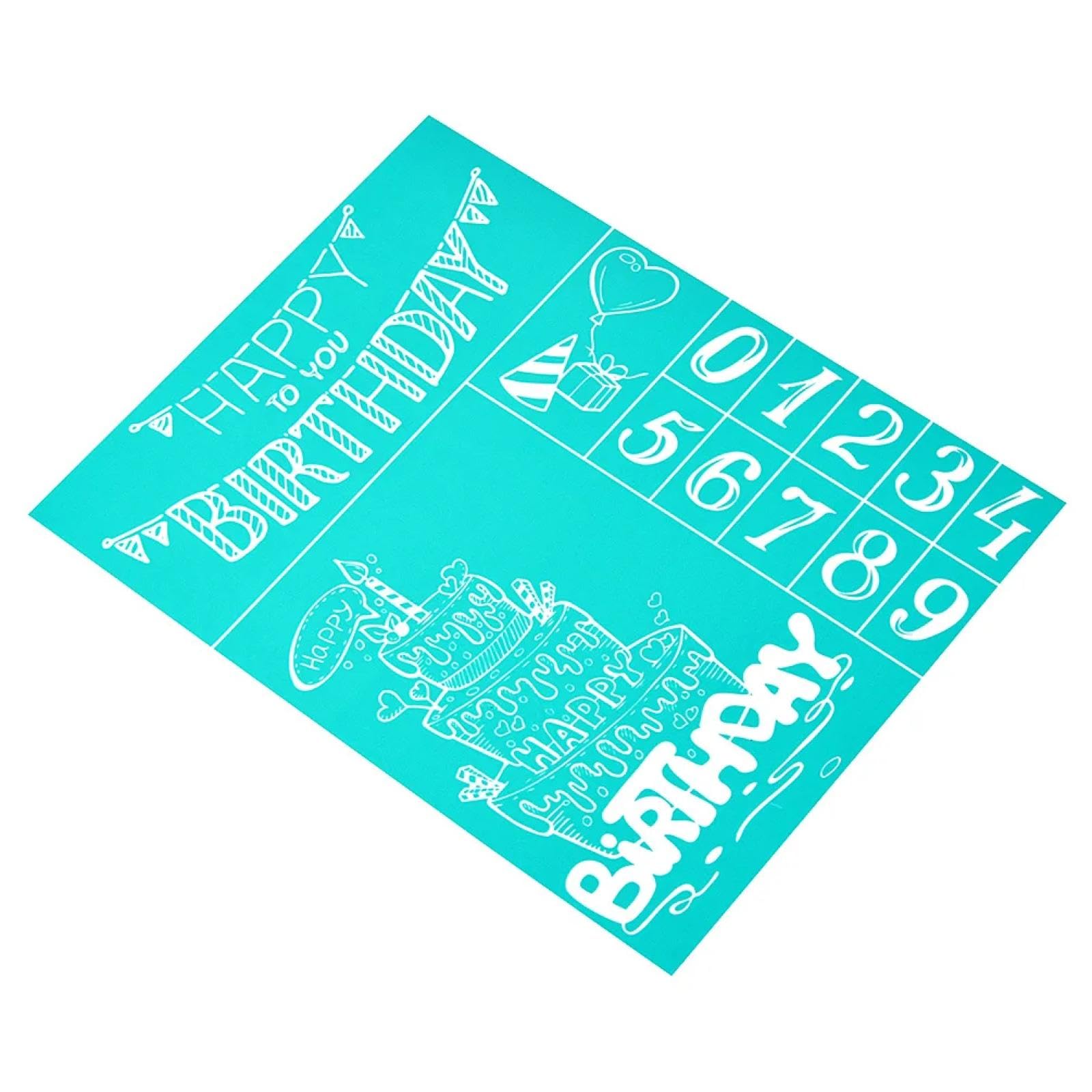 MANGOUSONG Screen Printing Kit,8.5x11cm Happy Birthday Silk Screen Stencils Reusable Silkscreen Print Kit for Printing Handbag Decoration Template Seal Tool