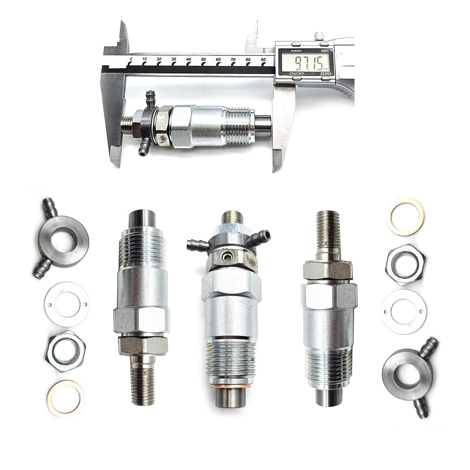 Kridets3PCS Fuel Injector 3pcs Gasket 15271-53000 19202-53020 19202-53021 70000-65208 for Kubota B4200 B5100 B6100 B7100 D750 D850 D950 D1302 D1402 V1702 V1902 Engine