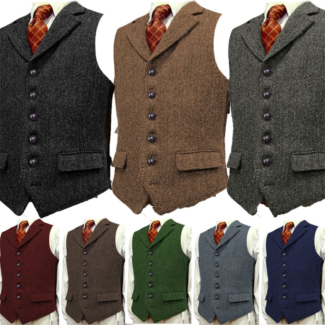 Vogrtcc Chaleco de lana para hombre de corte entallado para hombre