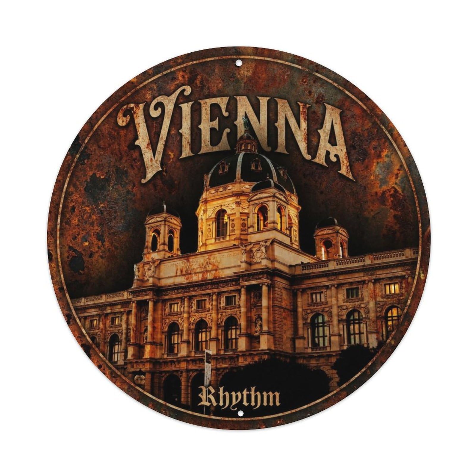 Yrnq 8X8inch Vintage Style Vintage Travel Vienna Austria Landmark Metal Tin Sign